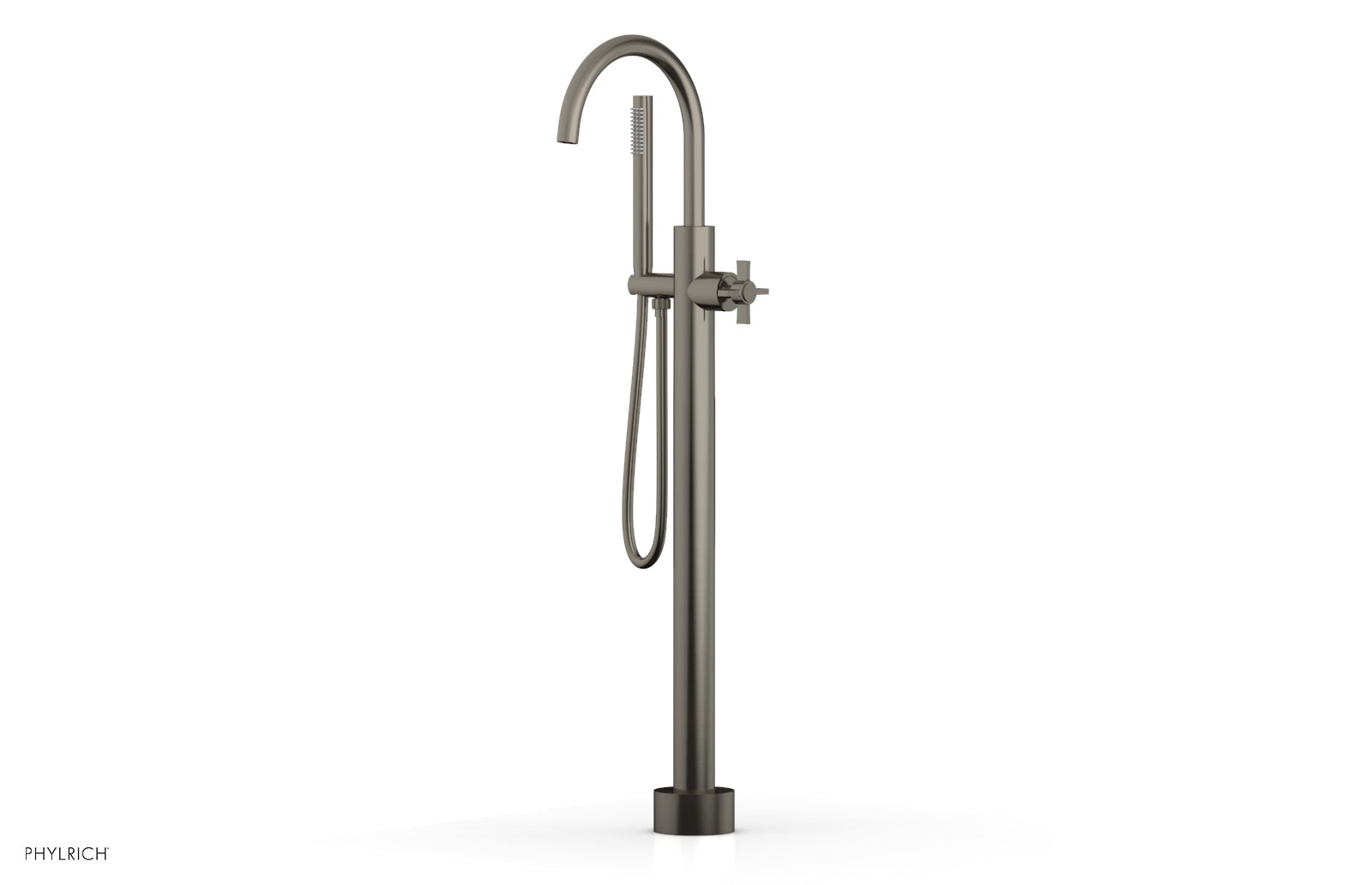 Premium Tall Floor Mount Tub Filler with Cross Handle & Hand Shower - D1324401 - Ideal for Modern Bathrooms, Spa-Like Showers, and Luxury Bathing Experiences