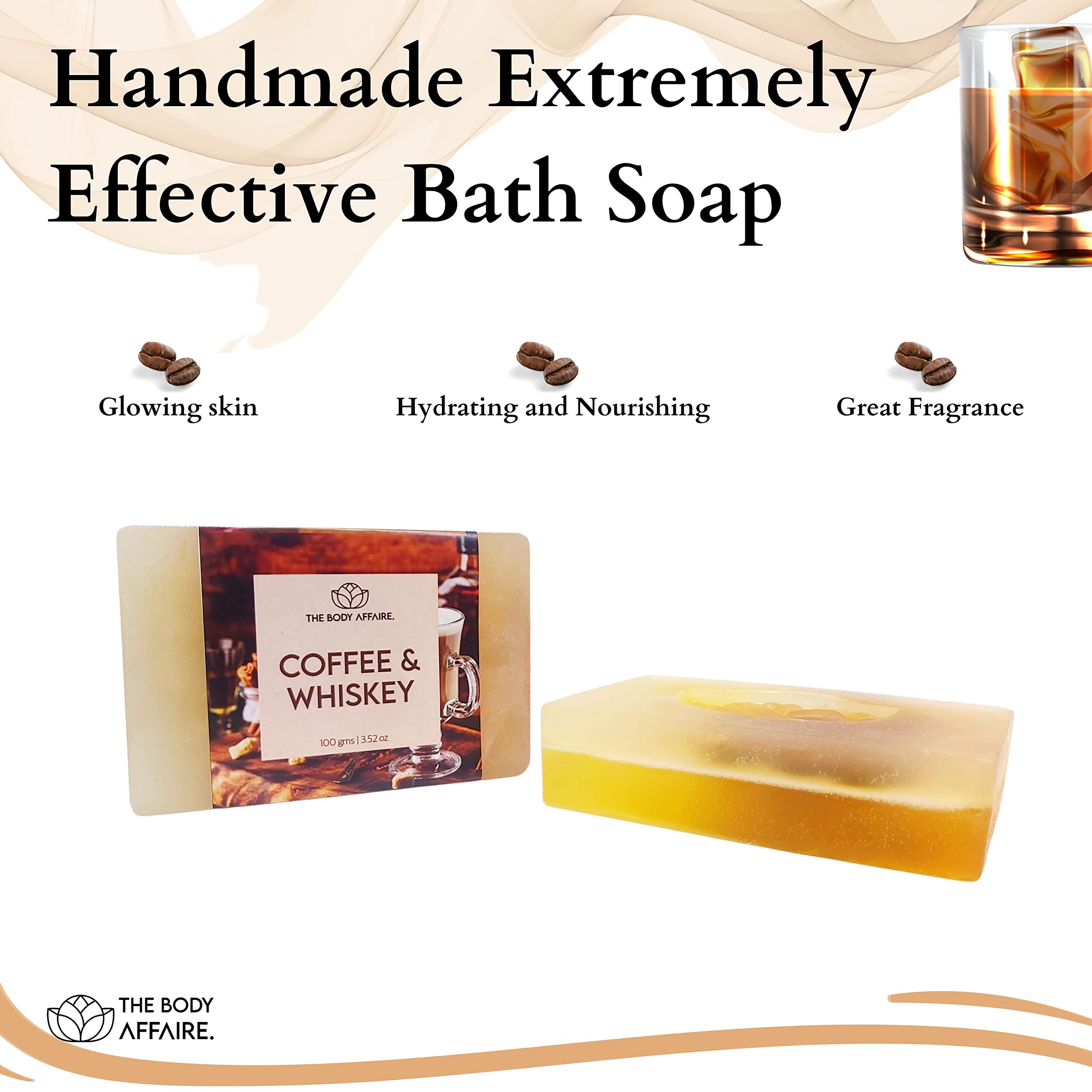 FORGANIK Handmade Coffee & Whiskey Scented Soap by The Body Affaire - 100g Natural Bar Soap for Men & Women - Perfect for Gifts, Relaxation & Aromatherapy