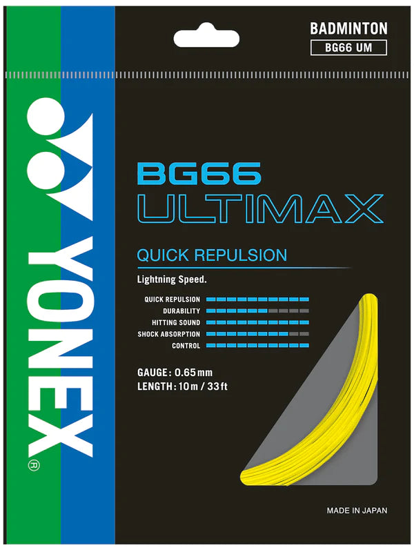 Yonex BG 66 Ultimax Badminton String Set (10m) - High Performance Badminton Racket String for Professional & Recreational Players - Perfect for Tournaments & Training Sessions
