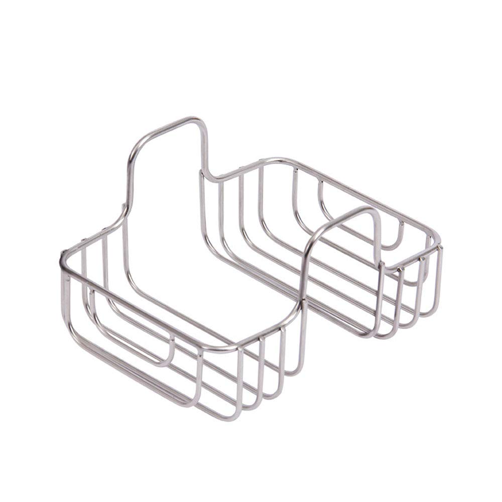 Stainless Steel Sink Caddy Organizer - Slim Sponge Holder & Liquid Drainer Rack for Kitchen Sink - Dishwashing Brush & Rag Storage - Space Saving Drain Basket (Perfect for Small Kitchens & RV Sinks)