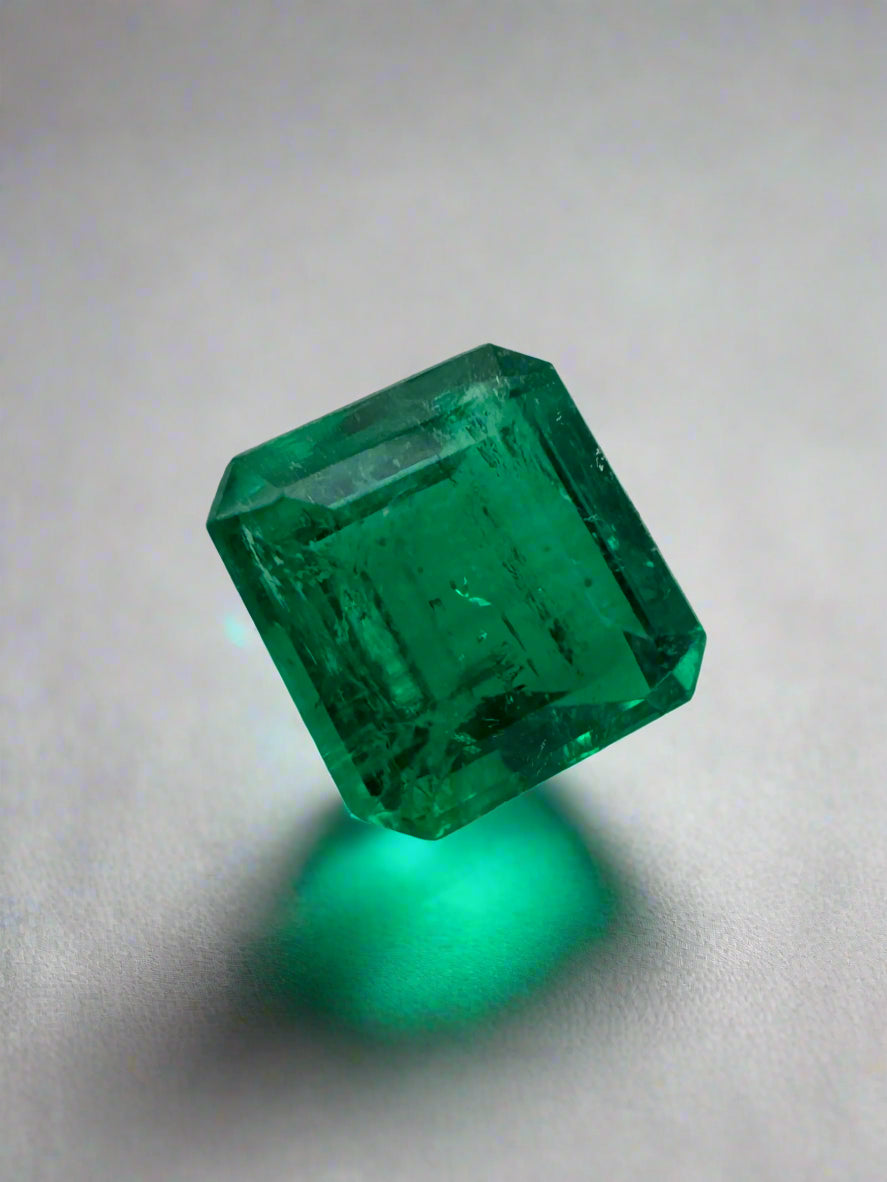 0.90 Carat AAA+ Colombian Loose Emerald - 5.8x5.4mm Asscher Cut Fine Gemstone for Jewelry Making & Engagement Rings