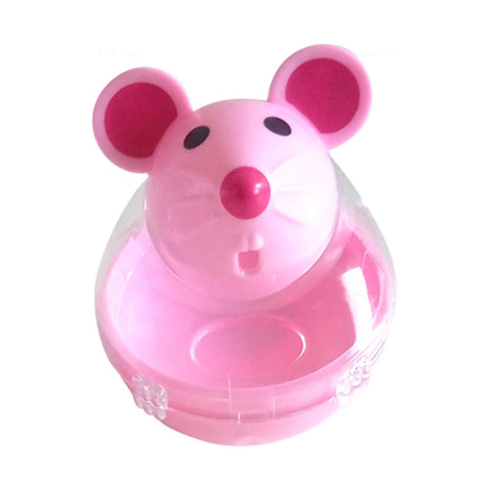 Interactive Mouse-Shaped Cat Treat Dispenser Toy - Fun Puzzle Feeder for Kittens & Cats - Chew Play & Food Storage Ball - Pink Leaky Teaser Toy for Indoor Play & Mental Stimulation (Great for Boredom Relief & Training)