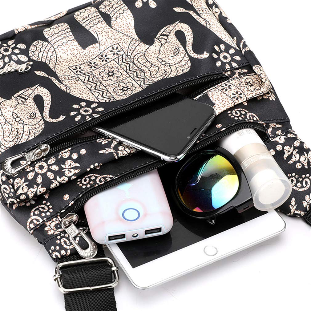 Floral Print Nylon Crossbody Bag for Women - Multi-Pocket Travel Shoulder Purse with Secure Zipper - Perfect for Daily Use, Shopping & Vacation Accessories
