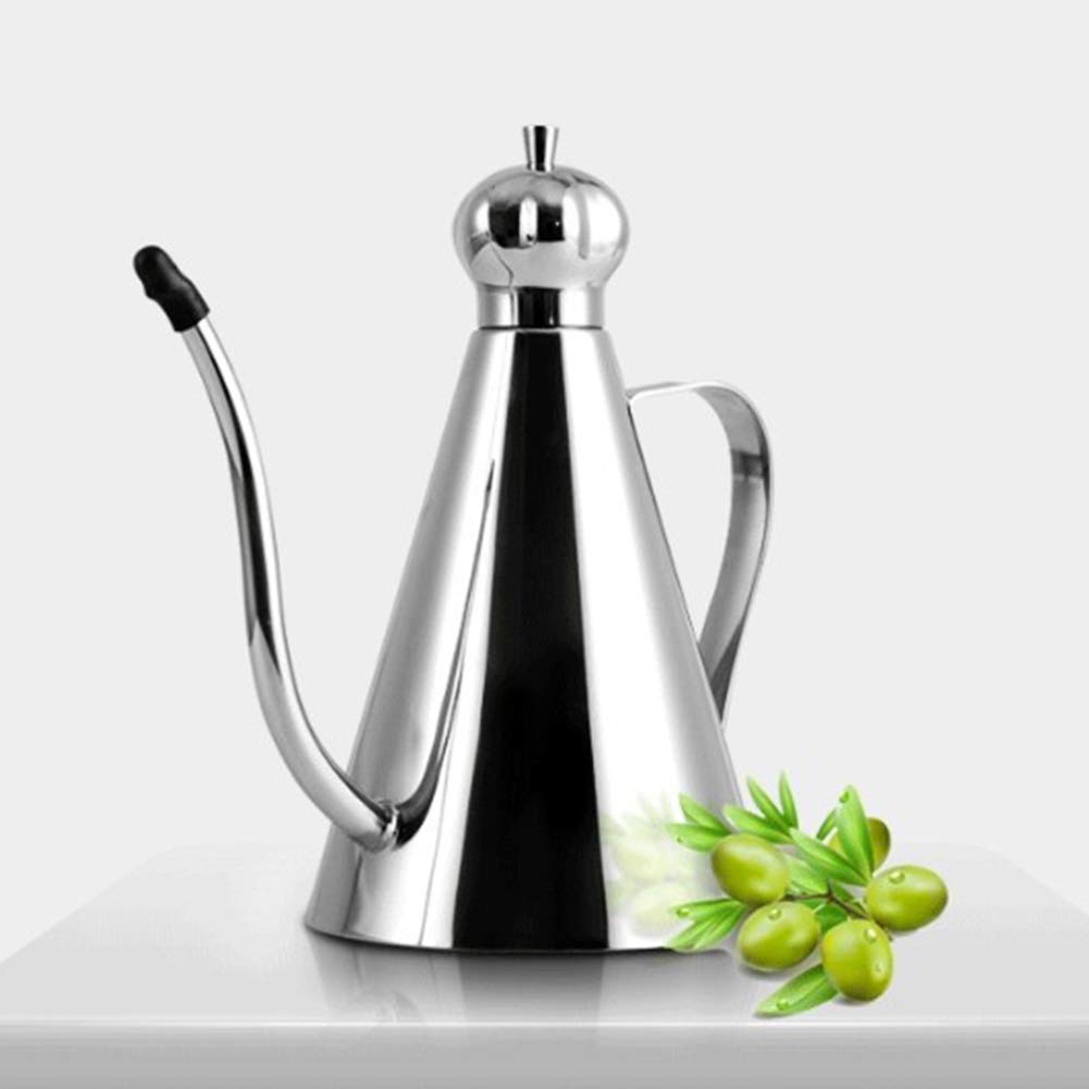 Premium Stainless Steel Olive Oil Dispenser - 500ml Leakproof Oil Bottle with Drizzler Spout for Kitchen, Salad Dressing & Cooking | Elegant Oil Pot for Home & Restaurant Use