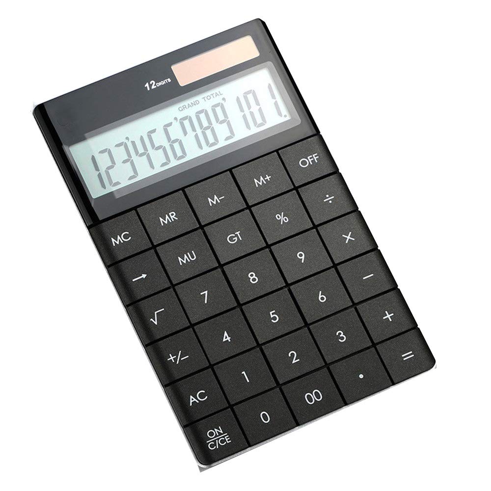 12-Digit Solar Desktop Calculator with Large Buttons - Blue & Black Options for School, Home, Office, Accounting, and Business Meetings | Basic Math Tool for Students, Teachers, and Professionals
