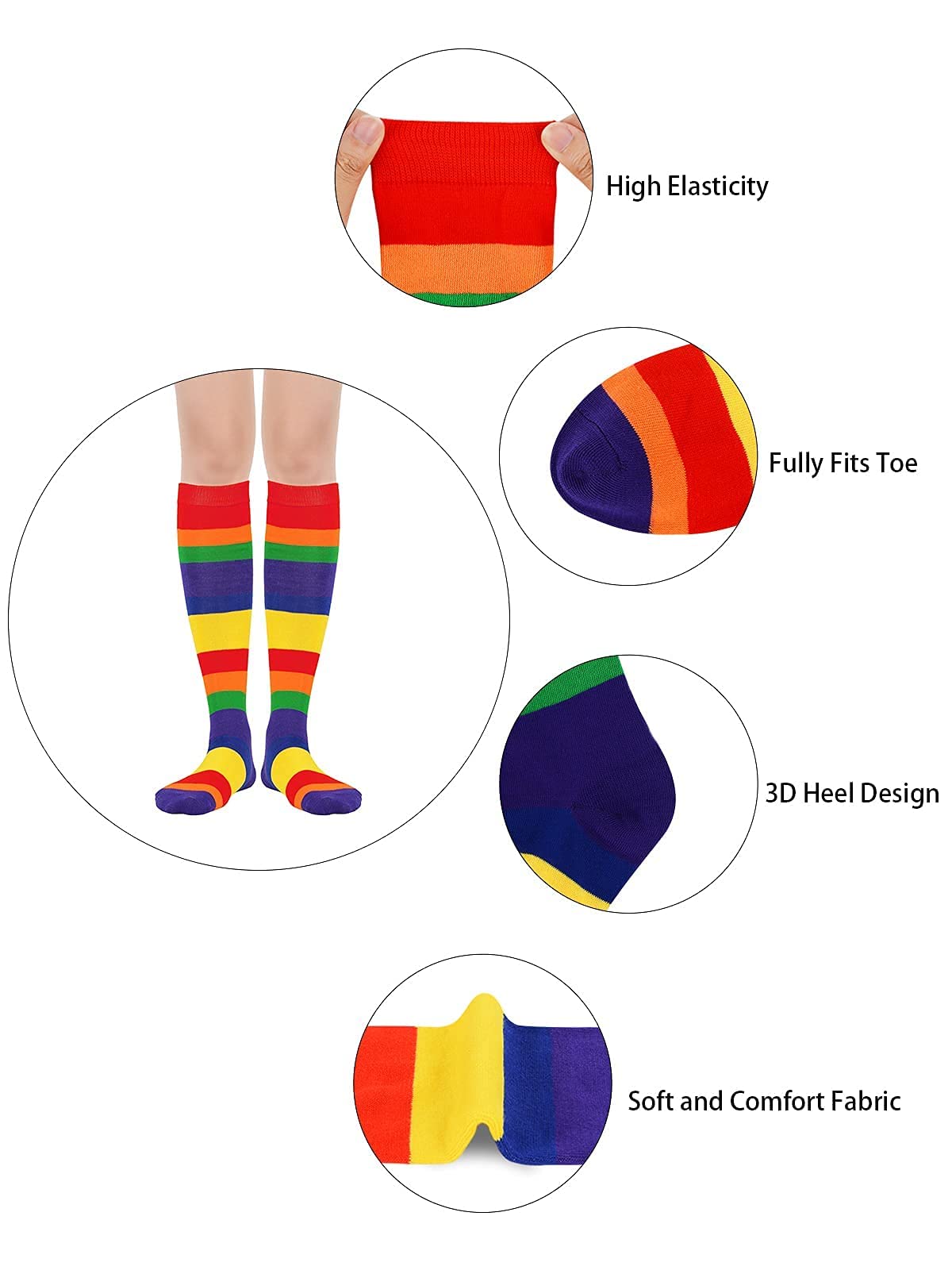 Century Star Women's Knee High Compression Socks - Athletic Running & Casual Wear - Triple Striped Long Tube Socks for Circulation Support - Perfect for Workouts, Nursing & Everyday Comfort