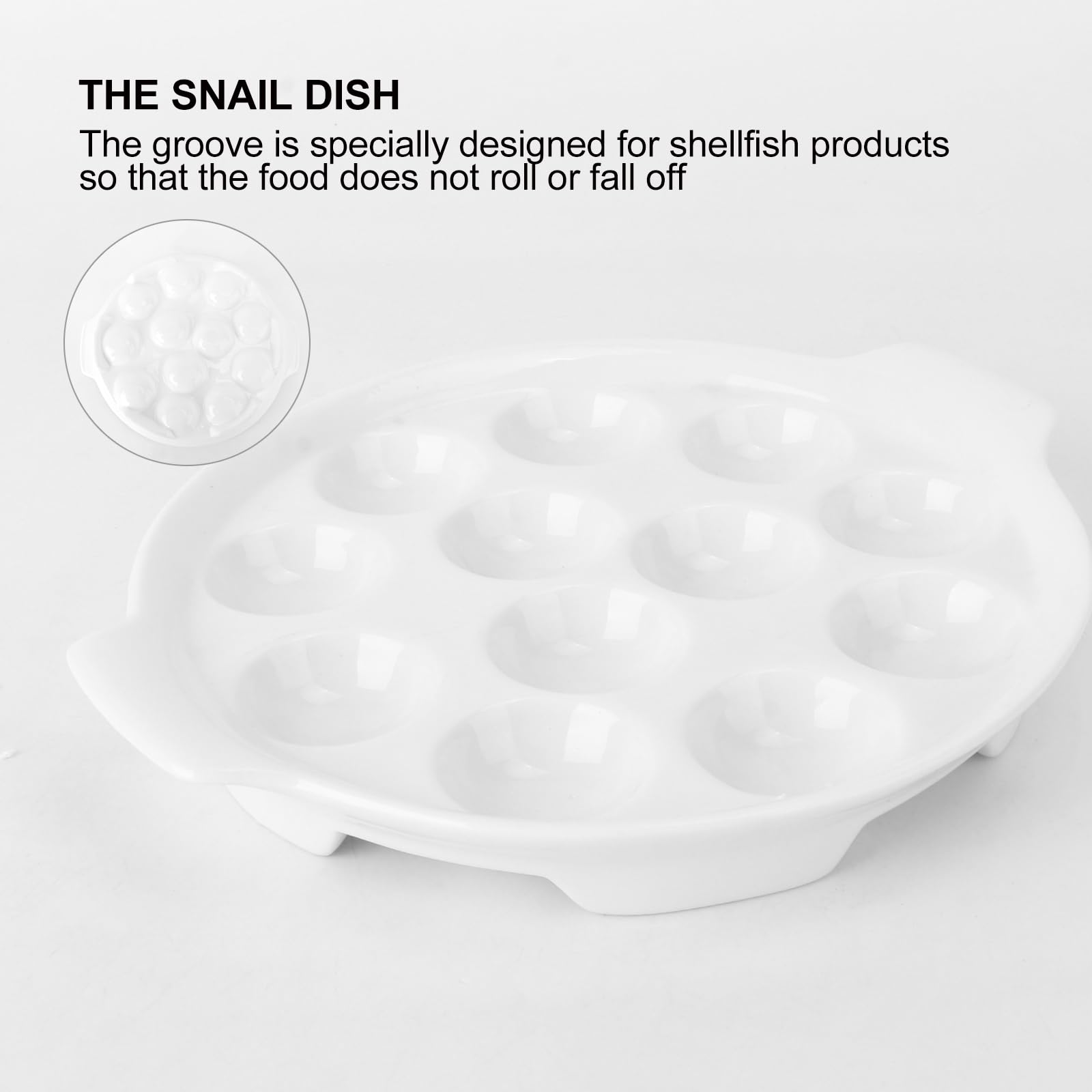 DOITOOL White Ceramic 12-Compartment Escargot Baking Dish - Mushroom Snail Plate for Cooking, BBQ, Restaurants & Hotels | Perfect for French Cuisine, Appetizer Serving & Party Entertaining