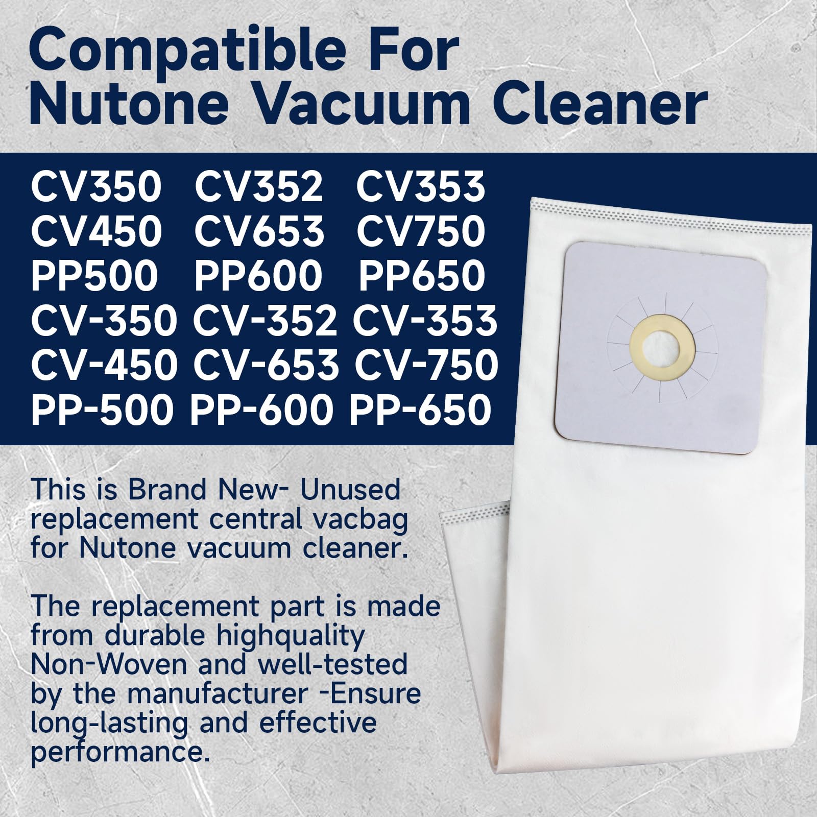 Nutone CV-391 Vacuum Bags - 3 Pack Replacement for Nutone 391, 391-8, 3918, CV-391, 06436, NUR-1450 & 6436 Central Vacuum Accessories | Compatible with Nutone Central Vacuum Systems | Perfect for Home Cleaning & Maintenance
