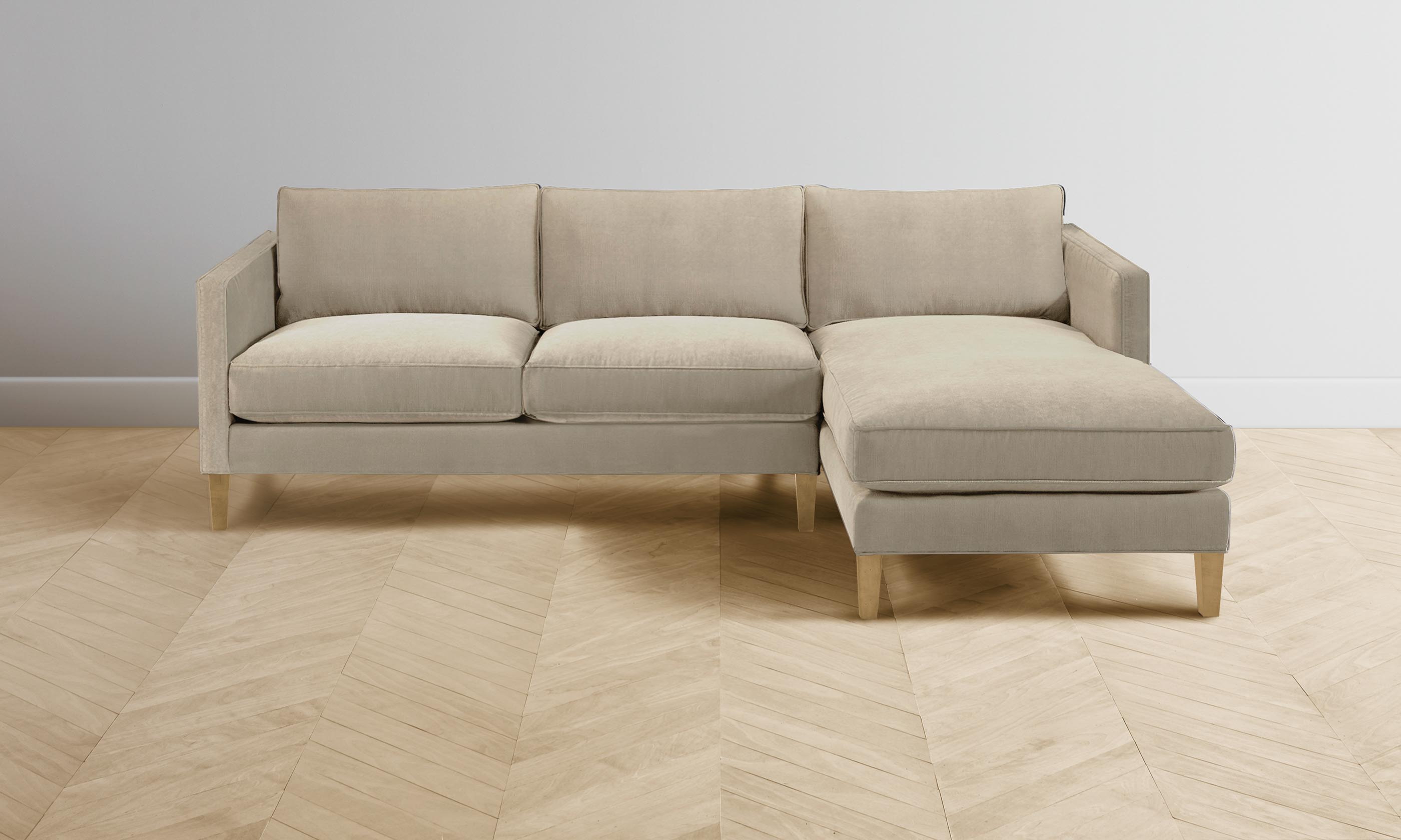 Crosby Sectional Sofa - Performance Velvet Taupe Upholstery, Modern Living Room Furniture for Comfort & Style | Perfect for Family Gatherings & Movie Nights