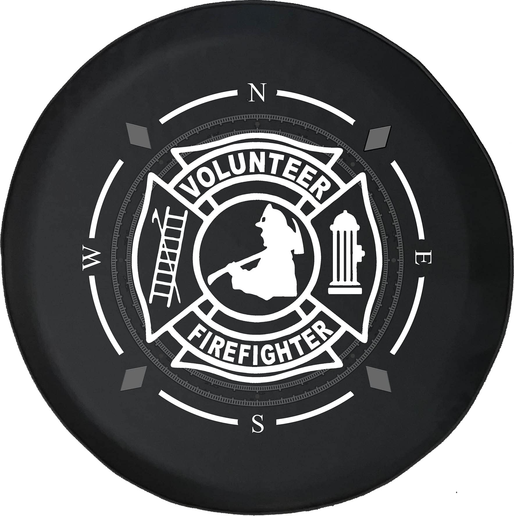 American Unlimited Spare Tire Cover with Compass Design - Volunteer Firefighter Themed Wheel Cover for SUV, Trailer, RV & Most Vehicles | Durable Outdoor Accessory for Camping & Road Trips