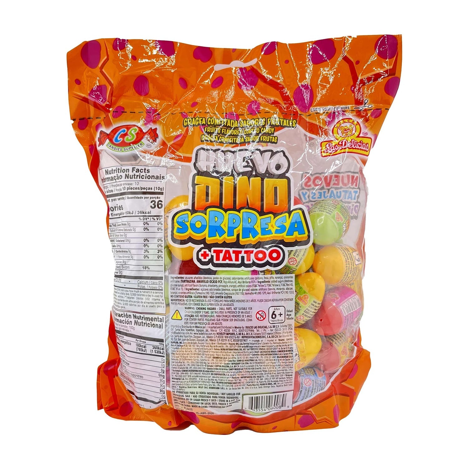 Las Delicias Dino Egg Candy | 50 Count Bag | Fun Dinosaur-Themed Treats for Kids' Parties, Halloween & School Snacks