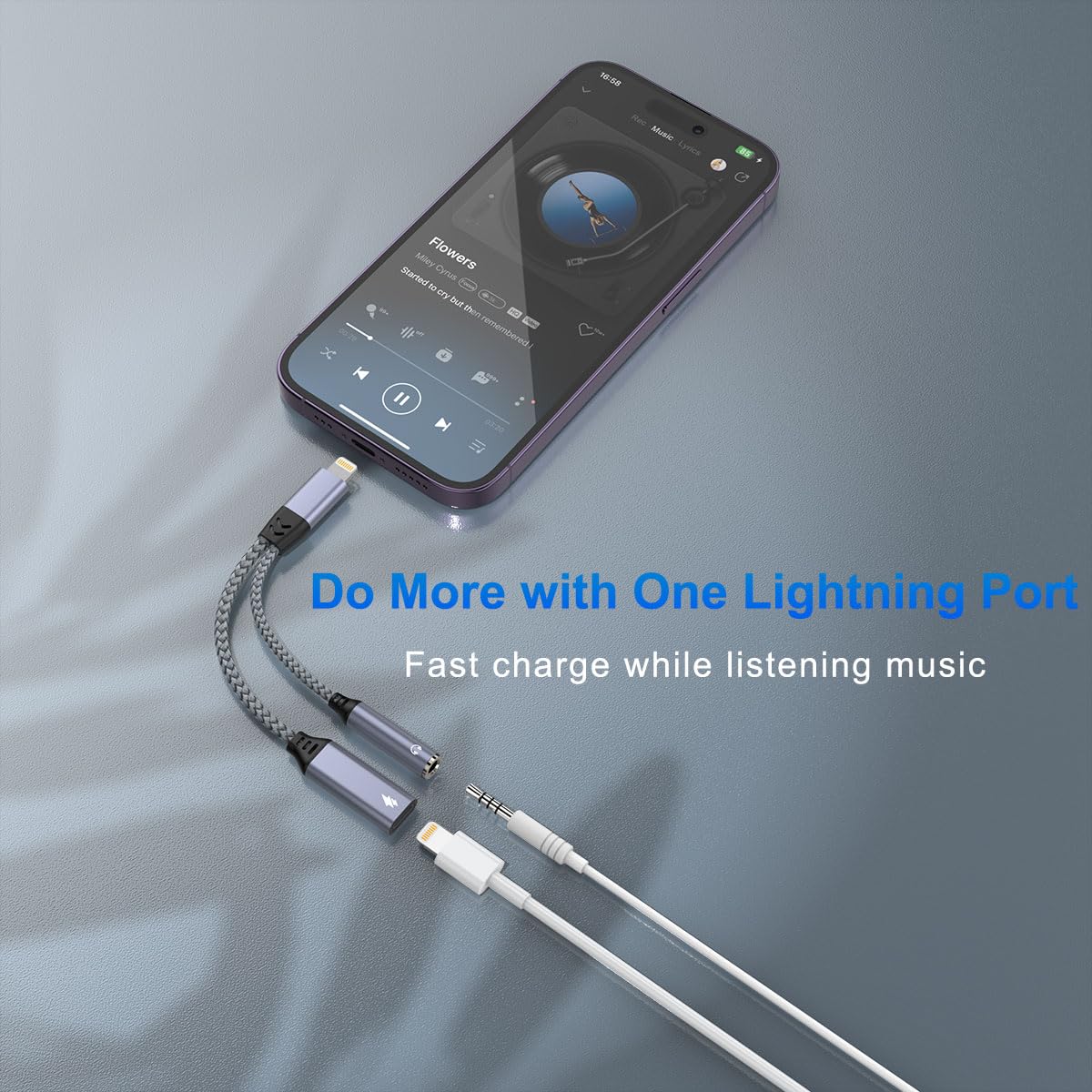 2-in-1 Lightning to 3.5mm Audio Adapter & Charger for iPhone 14/13/12/11/X/8 - HiFi Stereo Sound with Mic & Volume Control - Compatible with Headphones, Earphones, Car Audio (Perfect for Music, Gaming & Hands-Free Calls)