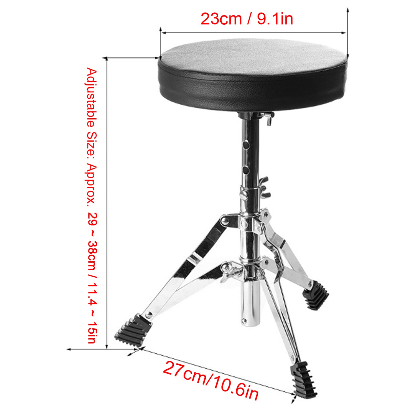 Universal Adjustable Height Drum Throne Stool - Portable Folding Drum Chair with Anti-Slip Feet for Adults & Kids - Includes 2 Drumsticks - Perfect for Practice, Live Performances & Studio Sessions