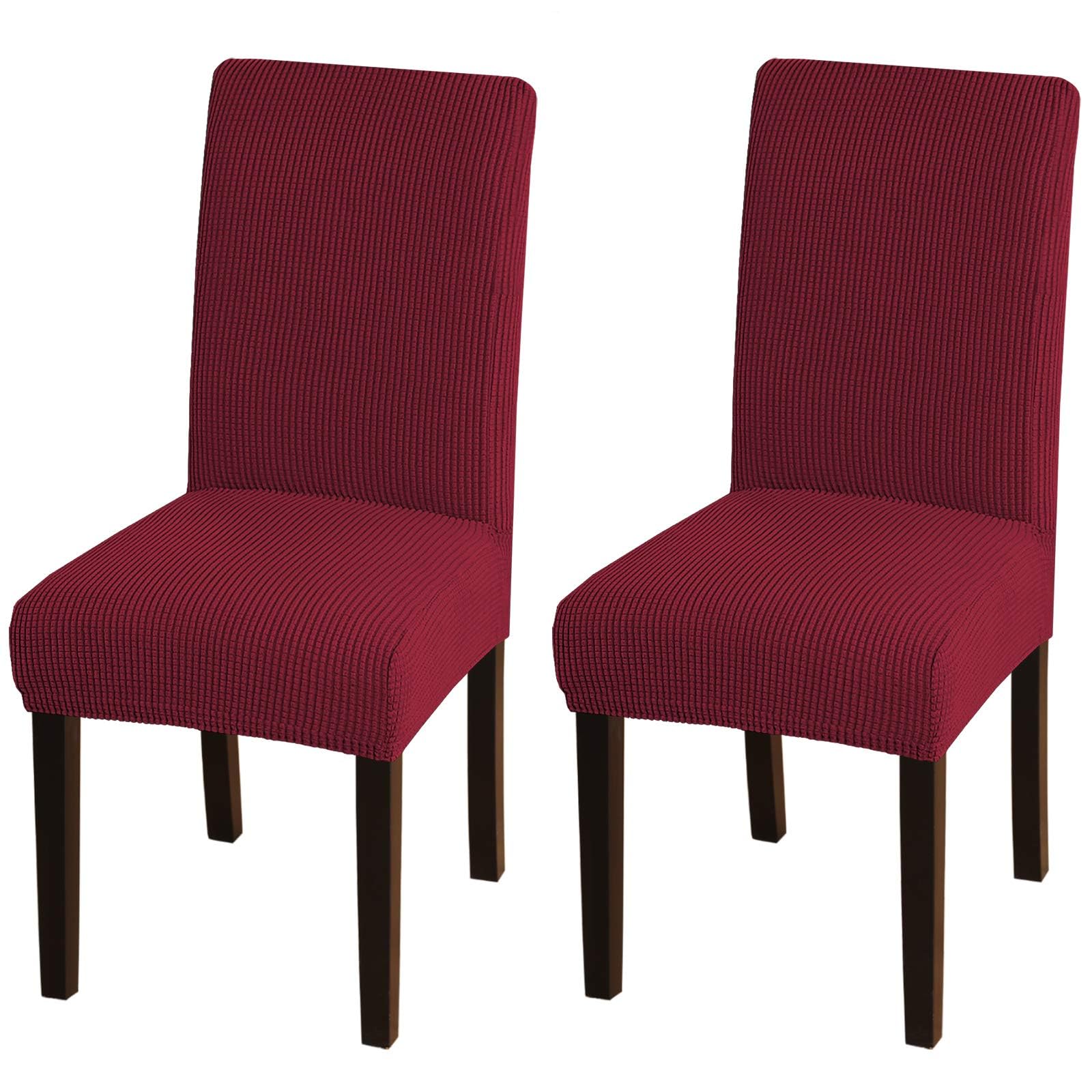 Stretchable Spandex Chair Covers Set of 2 - Turquoise Dining Room Slipcovers for Parson Chairs | Washable Removable Seat Covers for Kitchen, Hotel, Wedding Ceremony & Christmas Decor (2-Pack, Burgundy) - Perfect for Holiday Parties, Formal Dinners & Home Decor