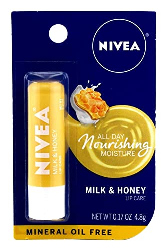 Nivea A Kiss of Milk & Honey Lip Balm 0.17 oz - Moisturizing & Nourishing for Dry Lips - Perfect for Winter, Travel & Daily Hydration