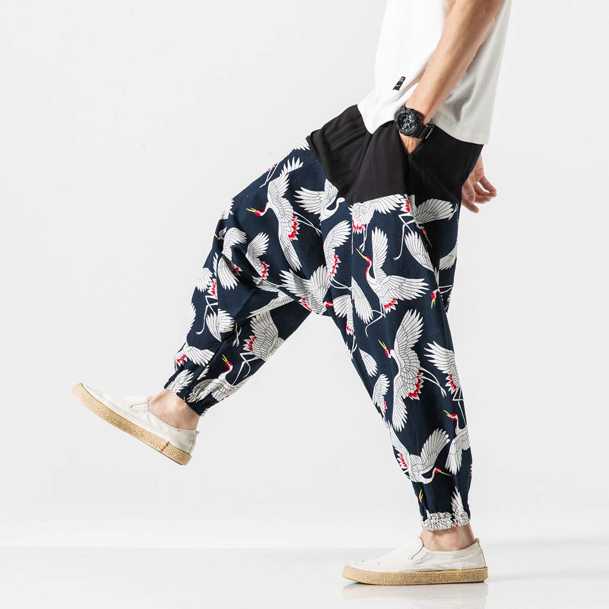 Seidarise Men's Harem Pants - Drop Crotch Lounge Pants, Plus Size Genie Yoga Joggers for Men - Comfortable Balloon Pants for Meditation, Yoga, and Casual Wear