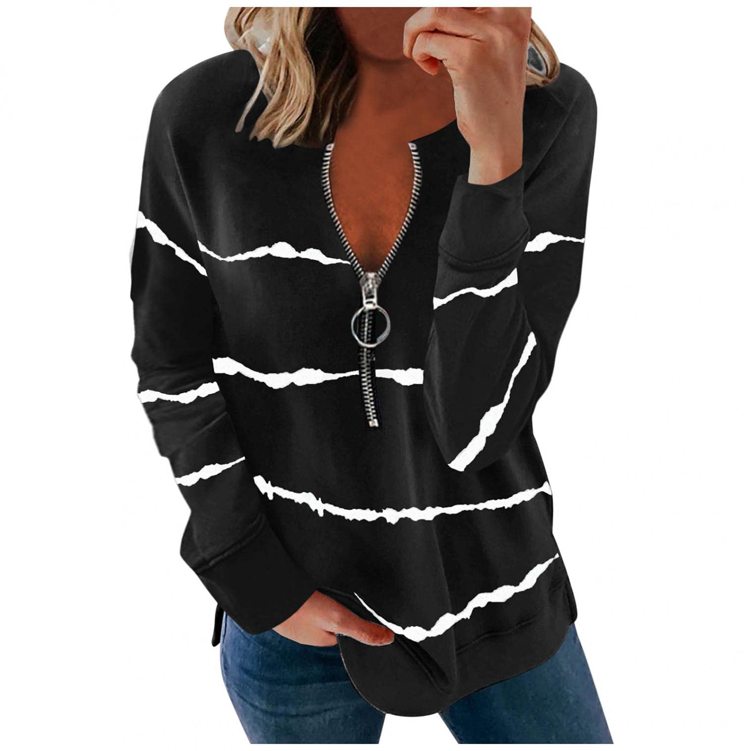 FABIURT Women's Casual Long Sleeve Sweaters & Blouses - Loose Fit Fall Tops, Plus Size Hoodies & Workout Tees for Christmas | Cozy Office Wear & Holiday Outfits