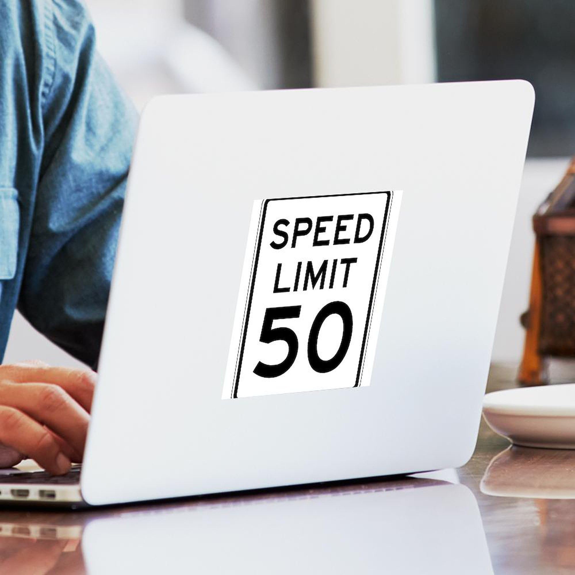 Speed Limit 50 Sticker - Durable Square Bumper Decal for Cars, Trucks & Windows - Waterproof Vinyl Car Sticker for Outdoor Use - Perfect for Personalizing Vehicles, Laptops & Coolers
