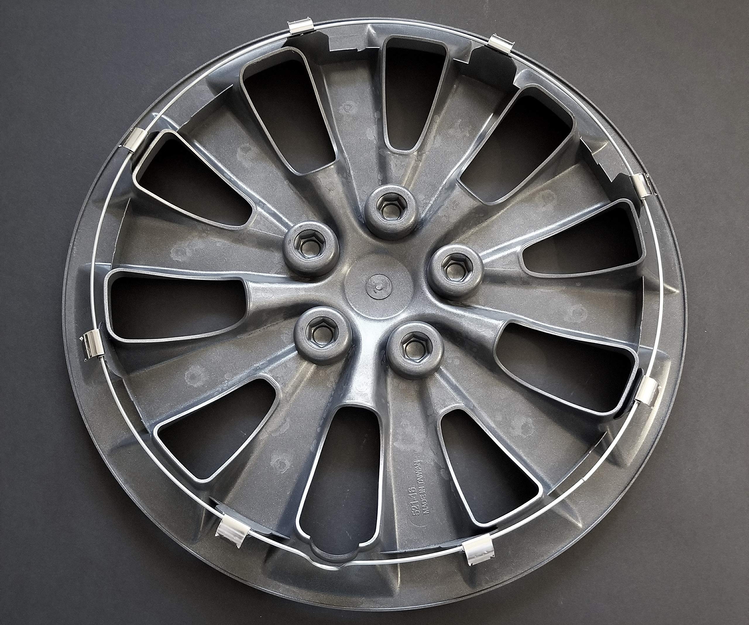 16 Inch Silver 10-Spoke Wheel Covers for 2013-2018 Nissan Sentra - Plastic Hub Caps with Spring Steel Clips & Fake Lugs (Set of 4) - Perfect for Car Upgrades, Wheel Protection, and Enhanced Vehicle Appearance