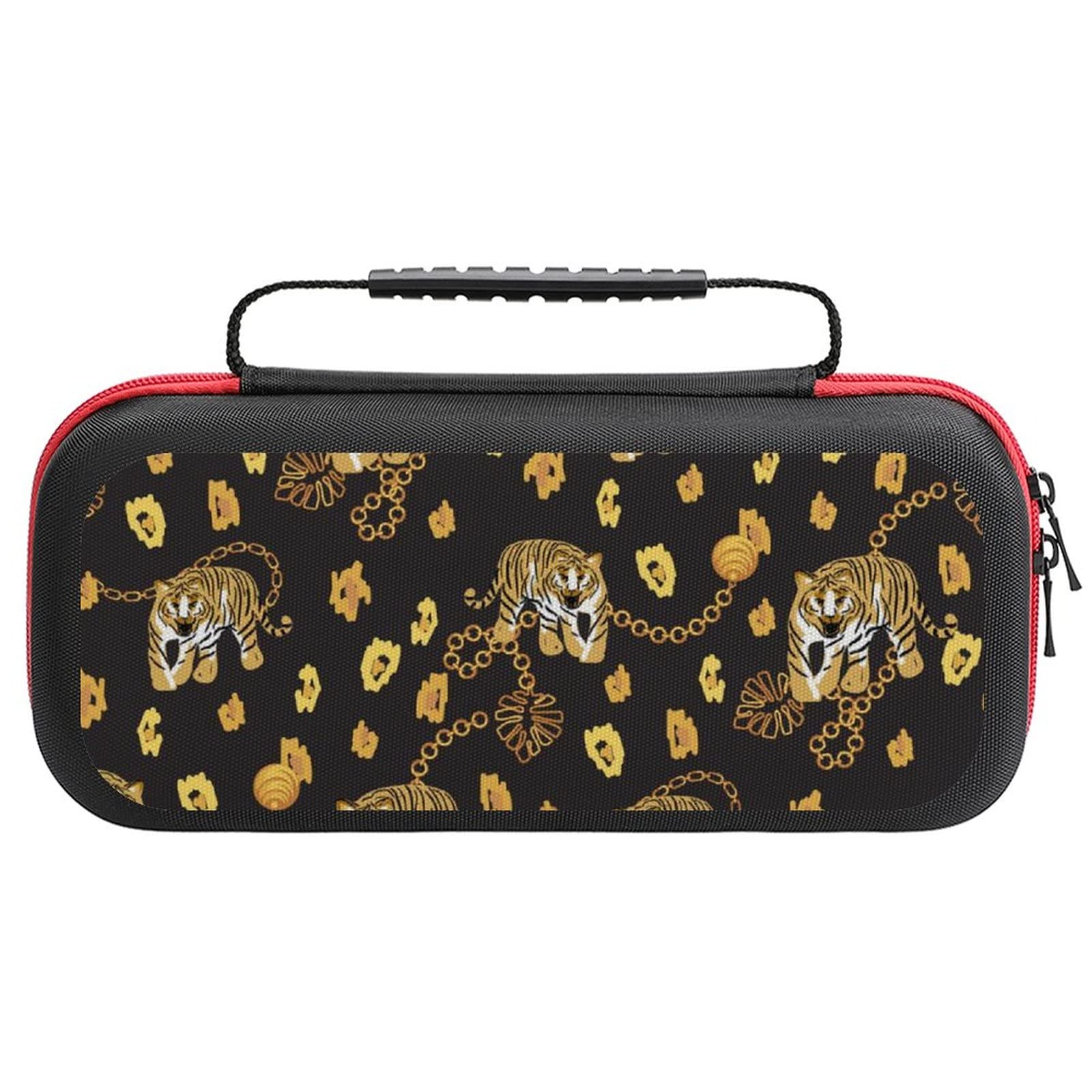 FunnyStar Gold Tiger Chain Pattern Carrying Case for Nintendo Switch - Protective Storage Handbag for Travel, Commuting & Gaming On-The-Go