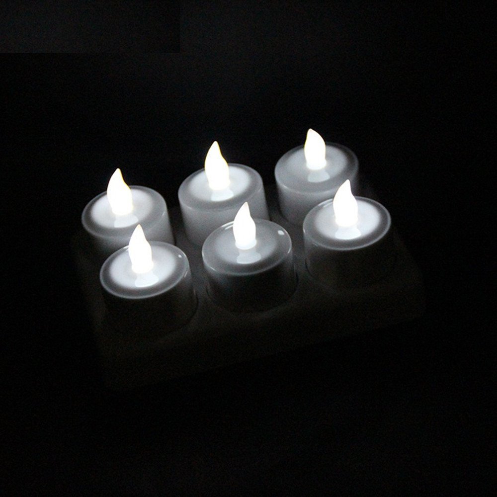 Rechargeable Flameless LED Tea Light Candles - 6 Pack White Electric Votive Lights with Frosted Holders & USB Charging Base | Battery-Free, Safe for Home Decor, Weddings, Parties & Romantic Ambiance
