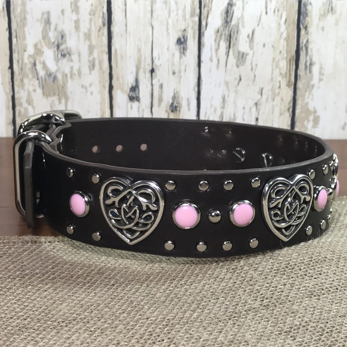 Celtic Heart Single Layer Leather Dog Collar - Adjustable Pet Collar for Small Medium Dogs - Perfect for Daily Walks, Training & Fashion Accessories