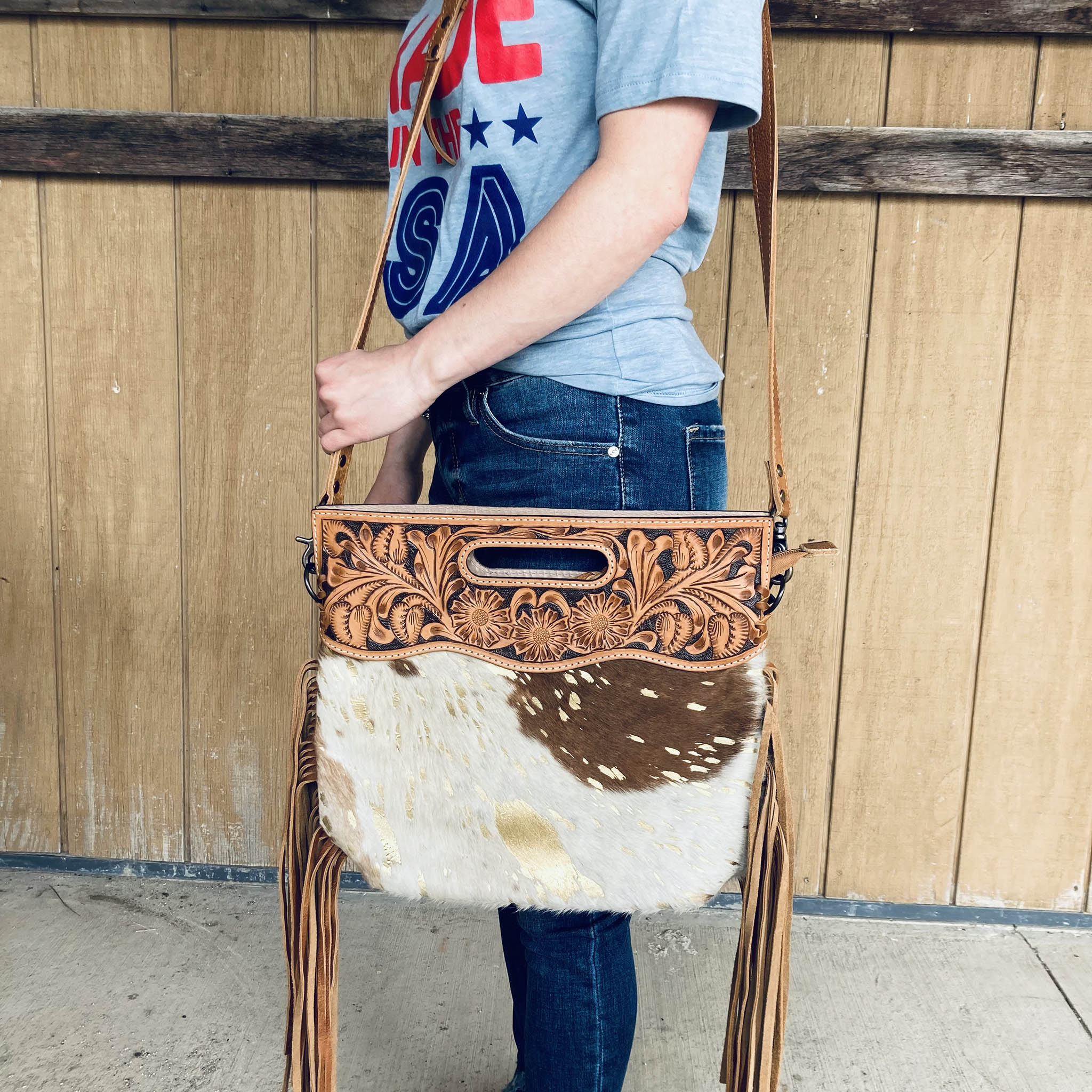 American Darling Genuine Cowhide Fringe Purse - Stylish Boho Crossbody Bag for Women | Perfect for Casual Outings, Music Festivals & Date Nights