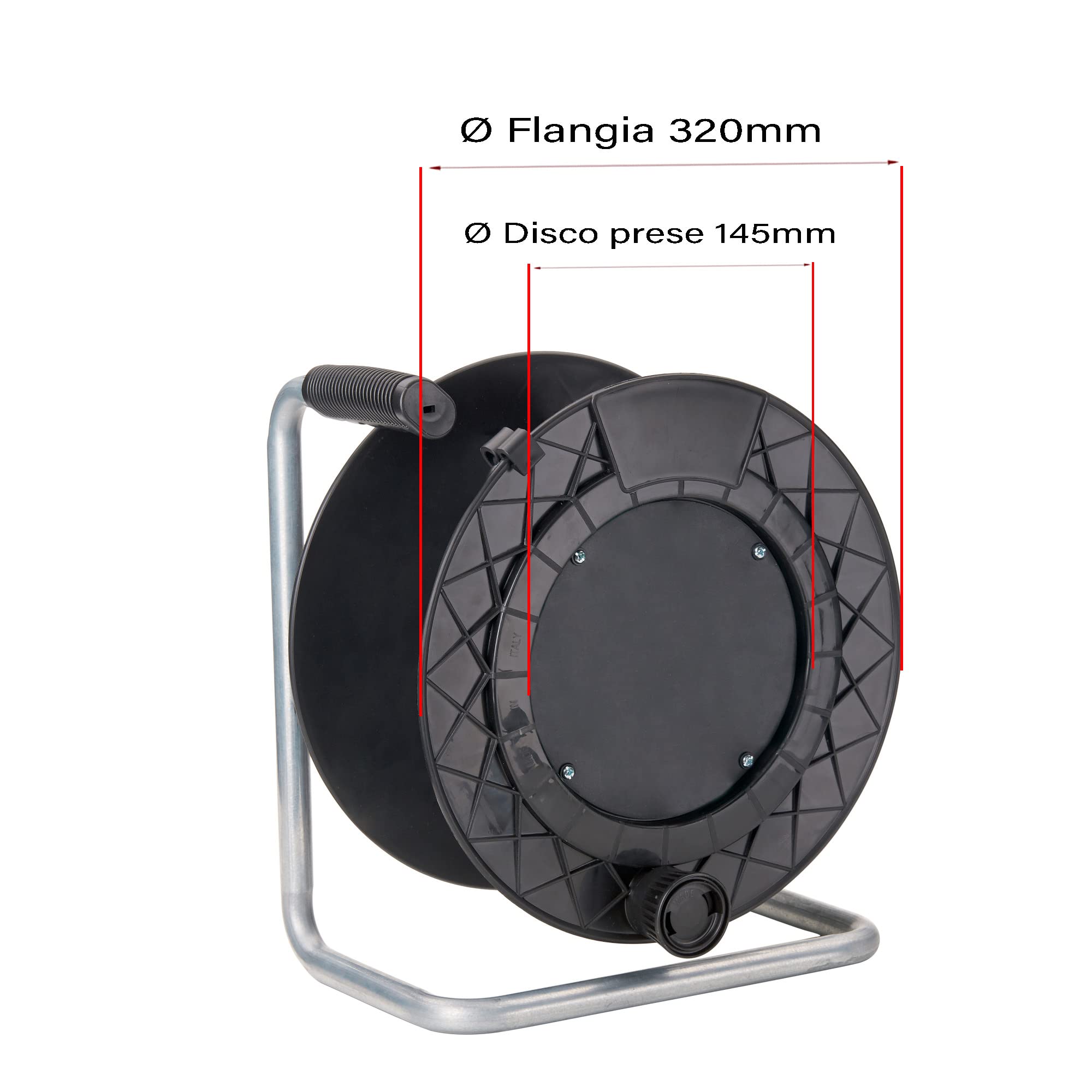 Empty Cable Winder Reel - No Cable Included, Holds 3x2.5-4.5mm Cables (30m) & 3x1.5mm Cables (50m) - Perfect for Electricians, DIY Cable Storage & Workshop Organization