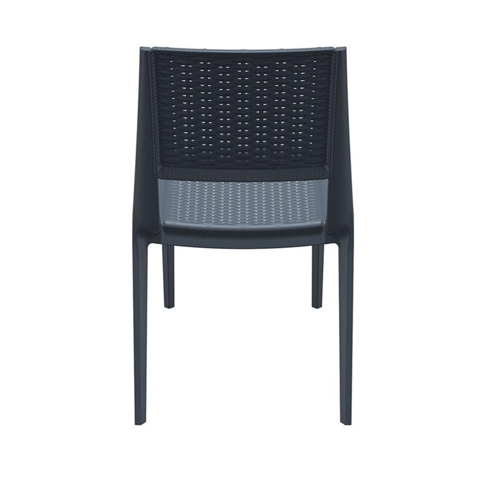 Dark Gray Wickerlook Patio Dining Chair Set of 2 - Weather-Resistant Outdoor Furniture for Garden, Poolside & Backyard Dining
