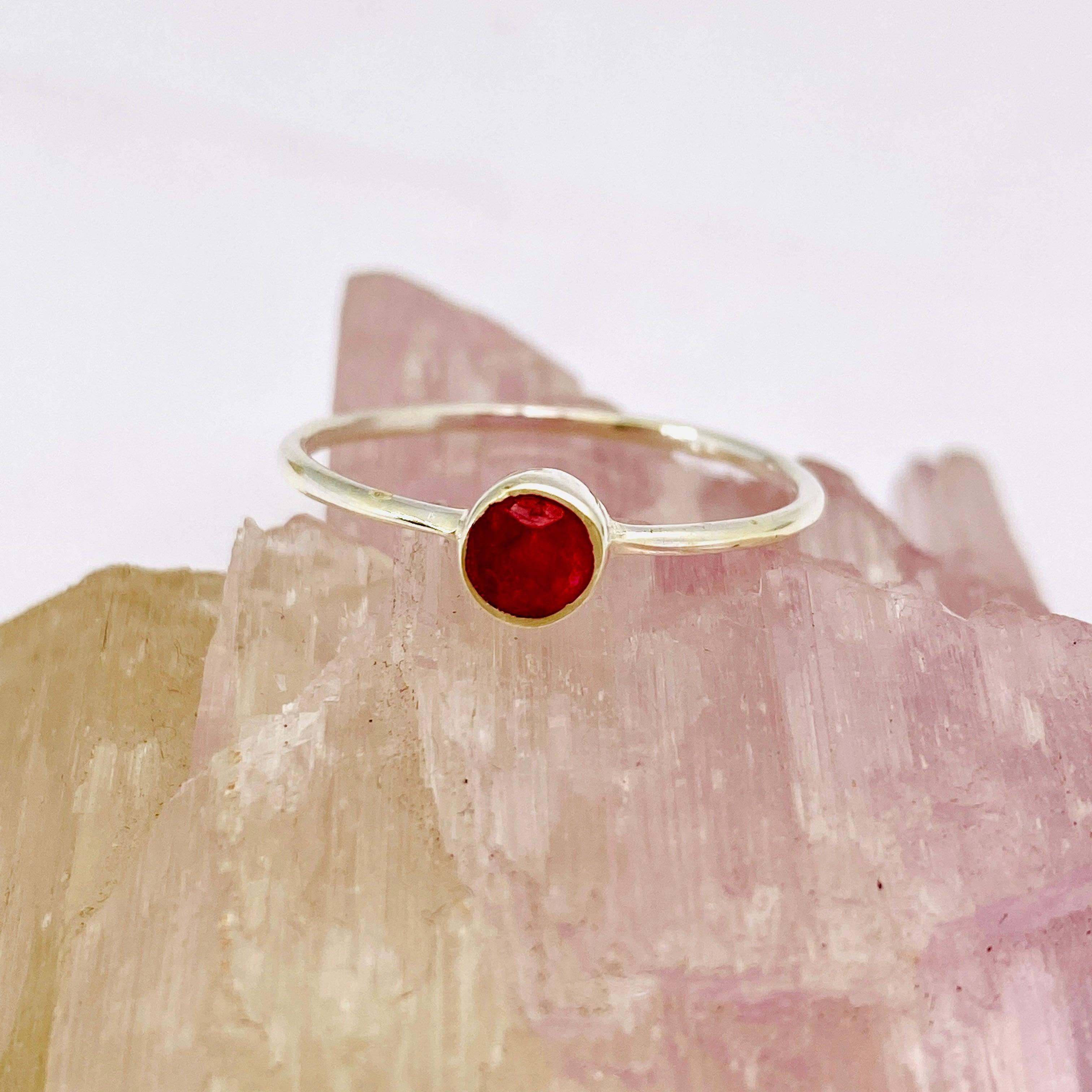 Ruby Round Faceted Fine Band Ring R3754 RU - Elegant Jewelry for Women, Perfect for Weddings, Anniversaries & Special Occasions