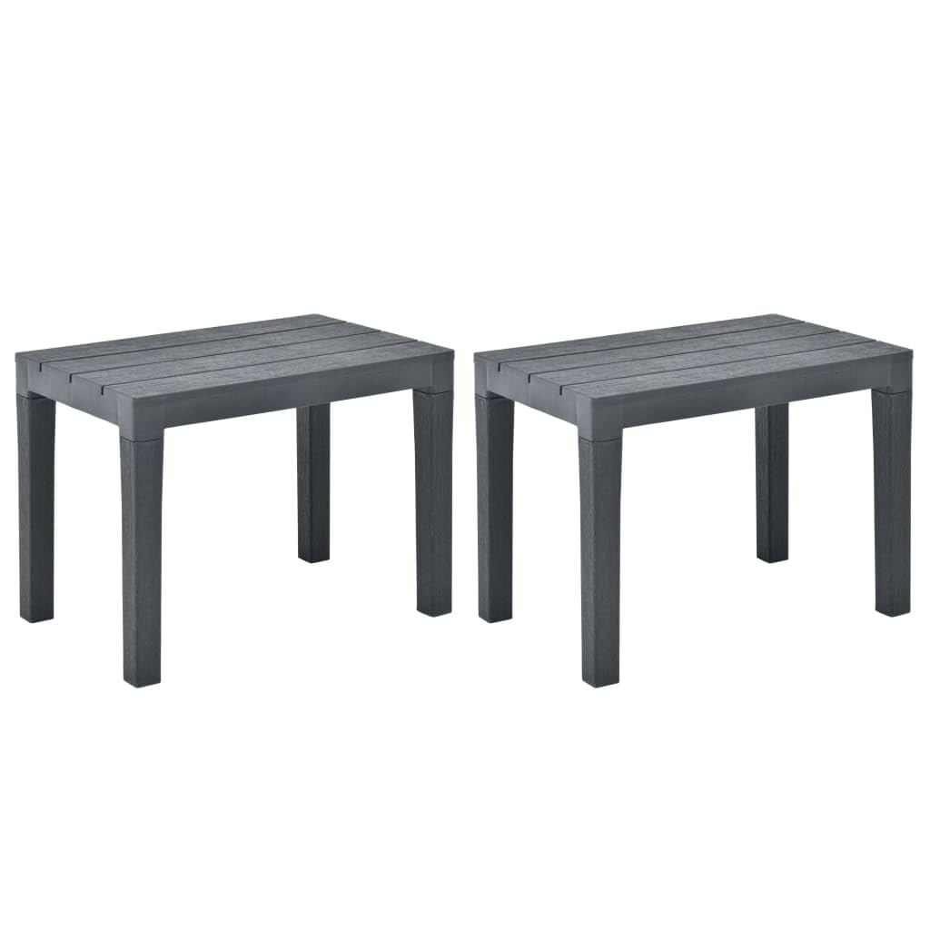 vidaXL Set of 2 Patio Benches - Anthracite Plastic Outdoor Furniture with Weather-Resistant Wood Look Finish | Lightweight, Low Maintenance & Easy to Clean | Perfect for Garden, Deck, Backyard or Poolside Relaxation