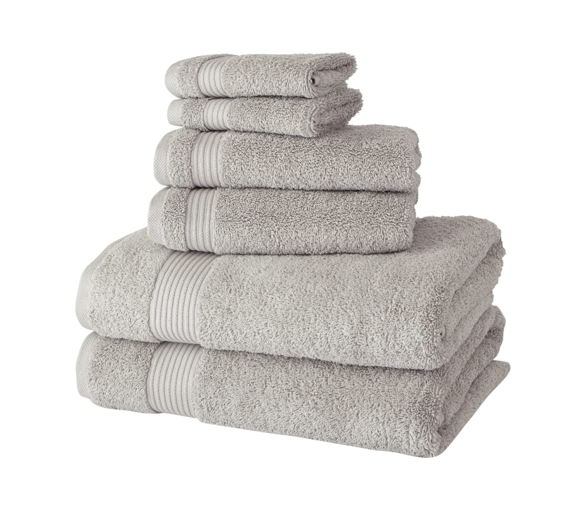 Amadeus Luxury Turkish Cotton Bath Towels - Ultra Soft & Absorbent, Set of 6 (Stone Color) - Perfect for Spa, Bathroom & Beach Use
