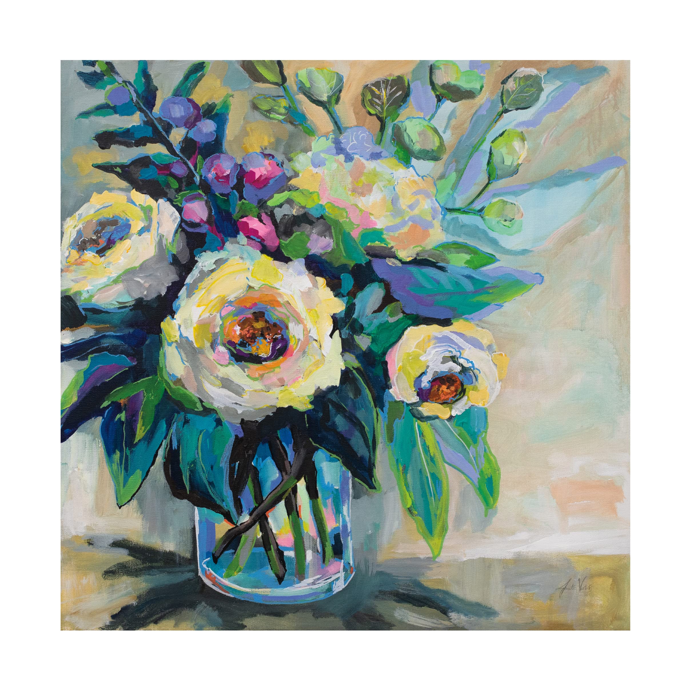 Trademark Fine Art 'Delighted' 18x18 Canvas Wall Art by Jeanette Vertentes - Perfect for Living Room, Bedroom & Office Decor