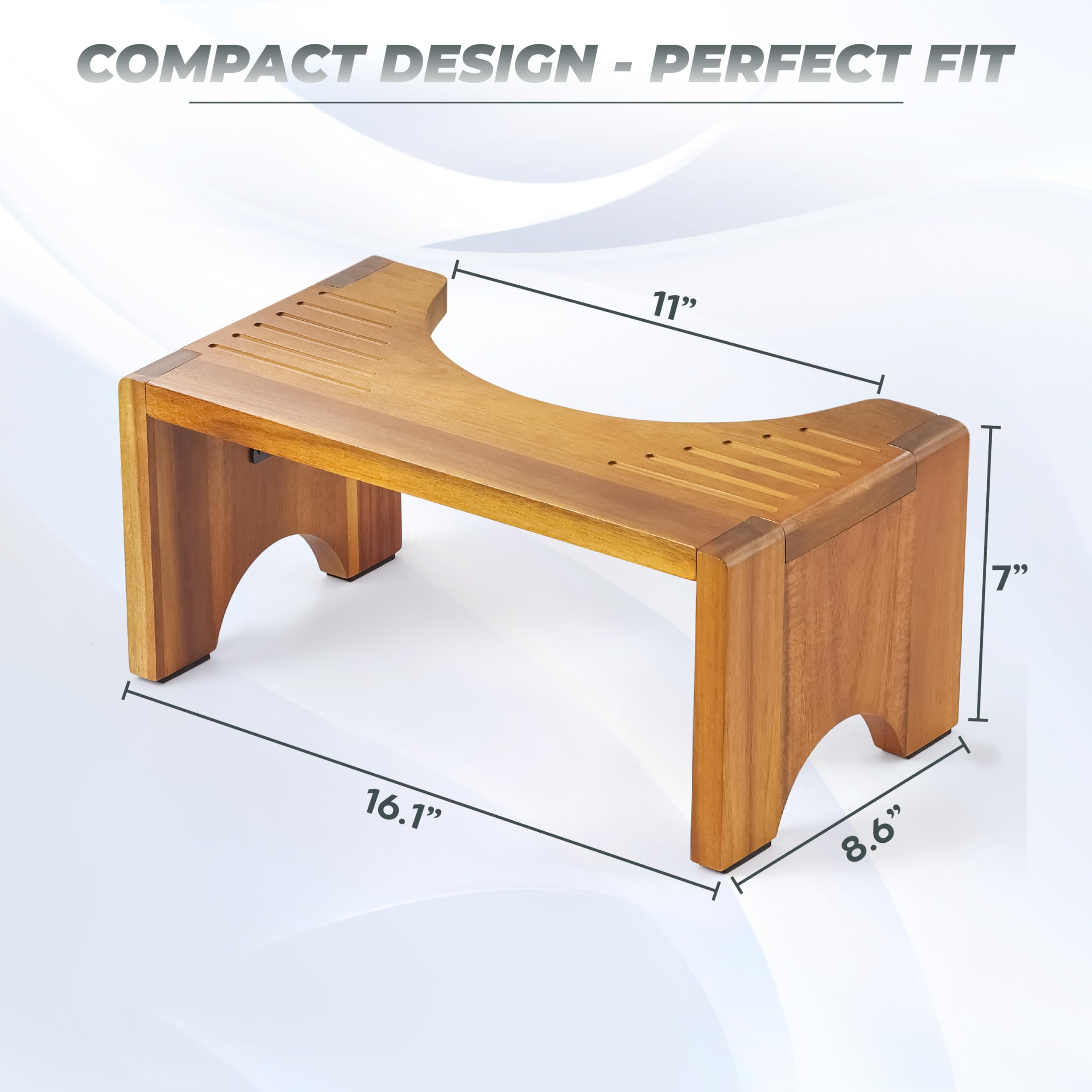 LotusSway Foldable Toilet Stool - 7 Inch Acacia Wood Bathroom Stool for Adults & Seniors | Non-Slip Grooved Design | Potty Training Aid | Improves Posture for Comfortable Bowel Movement | Perfect for Home, Travel & Elderly Care