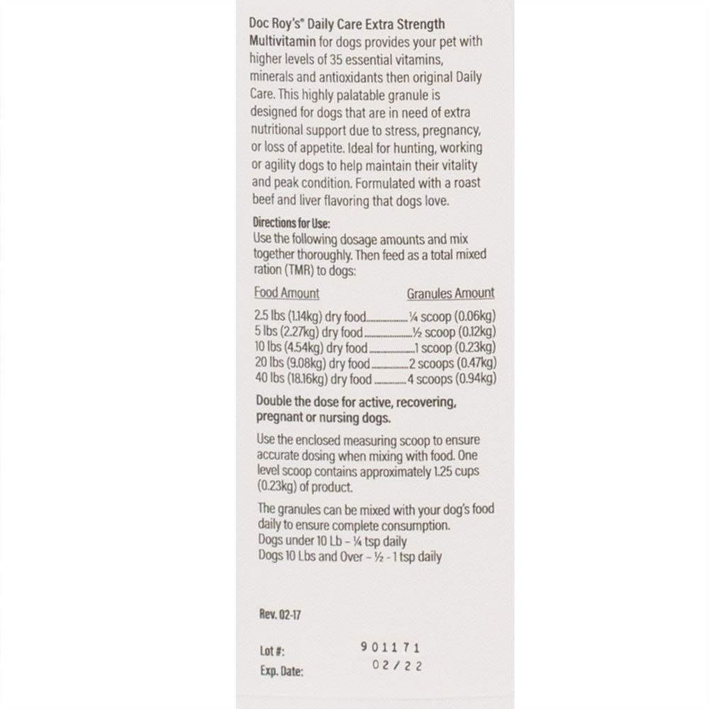 Doc Roy's Daily Care Extra Multivitamin with Minerals for Dogs - Canine Health Supplement for Joint, Skin & Coat - 10 lb Granular Powder - Supports Immunity & Digestion - Perfect for Active Dogs & Senior Pets