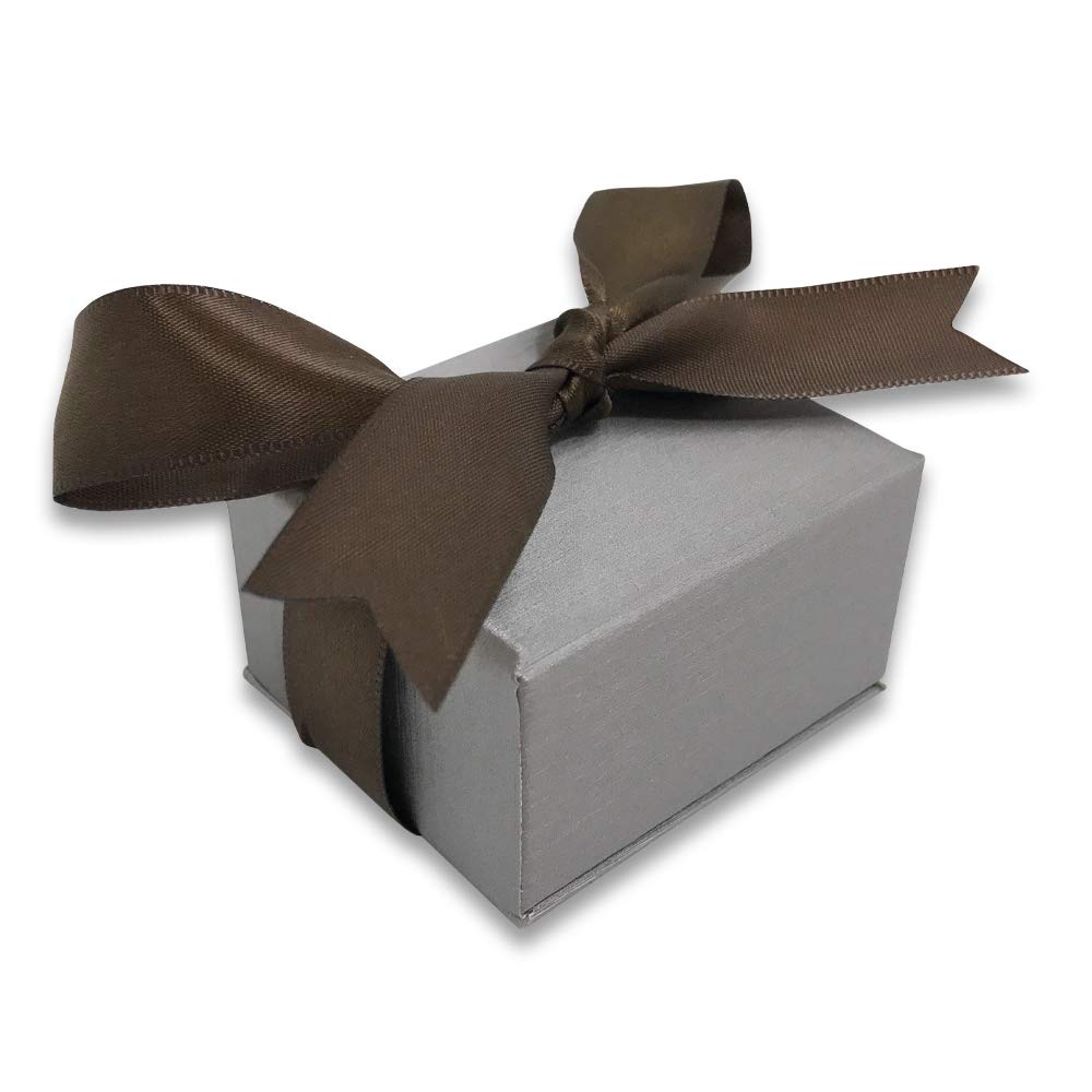 Deluxe Seal-Grey Elegant Ribbon Pre-Wrapped Ring Jewelry Box - Premium Gift Box for Engagement Rings, Wedding Bands & Jewelry Storage - Perfect for Proposals, Anniversaries & Special Occasions