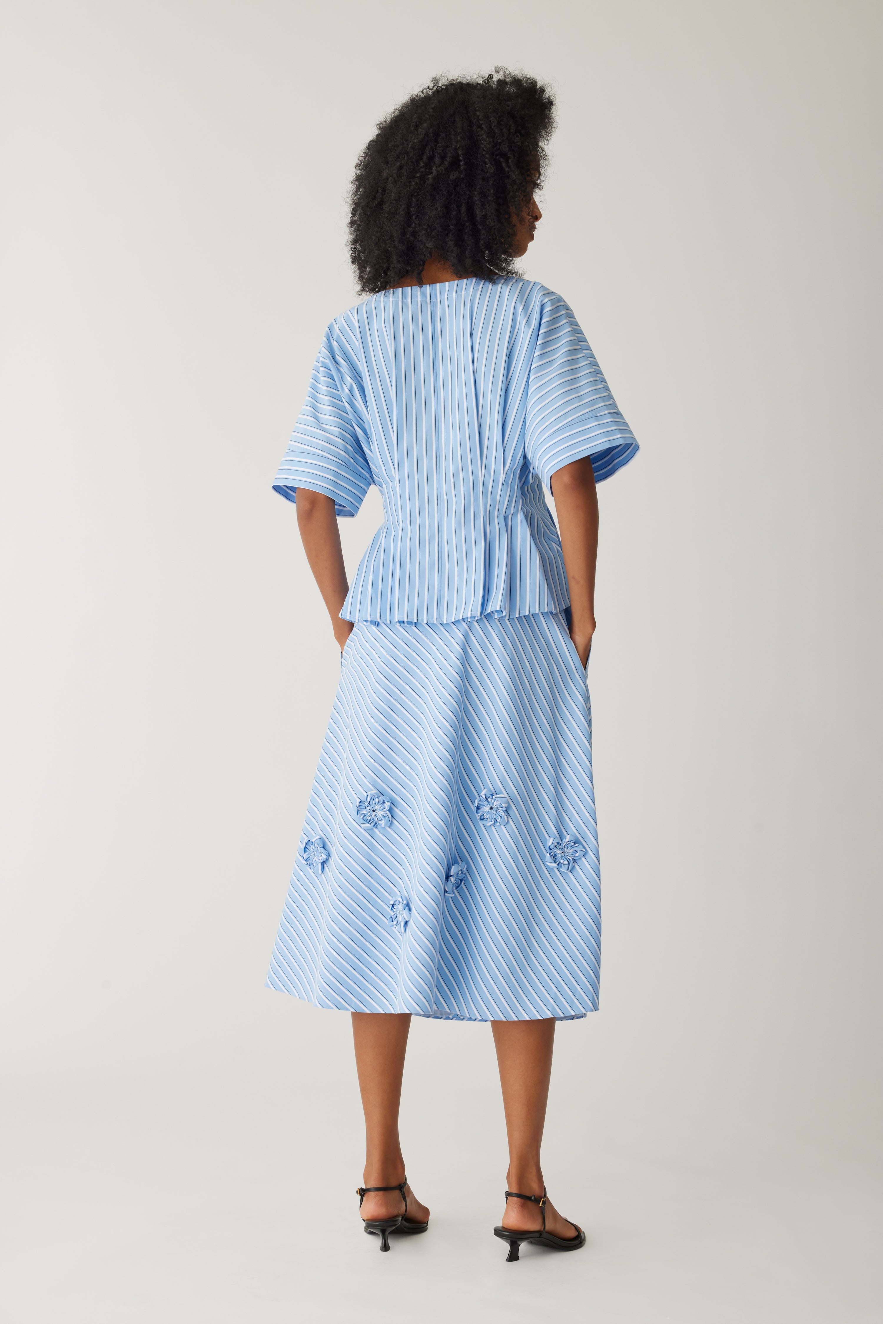 Priya Poplin Skirt for Women - Flowy A-Line Midi Skirt with Pockets | Perfect for Office Wear, Summer Outfits & Casual Occasions