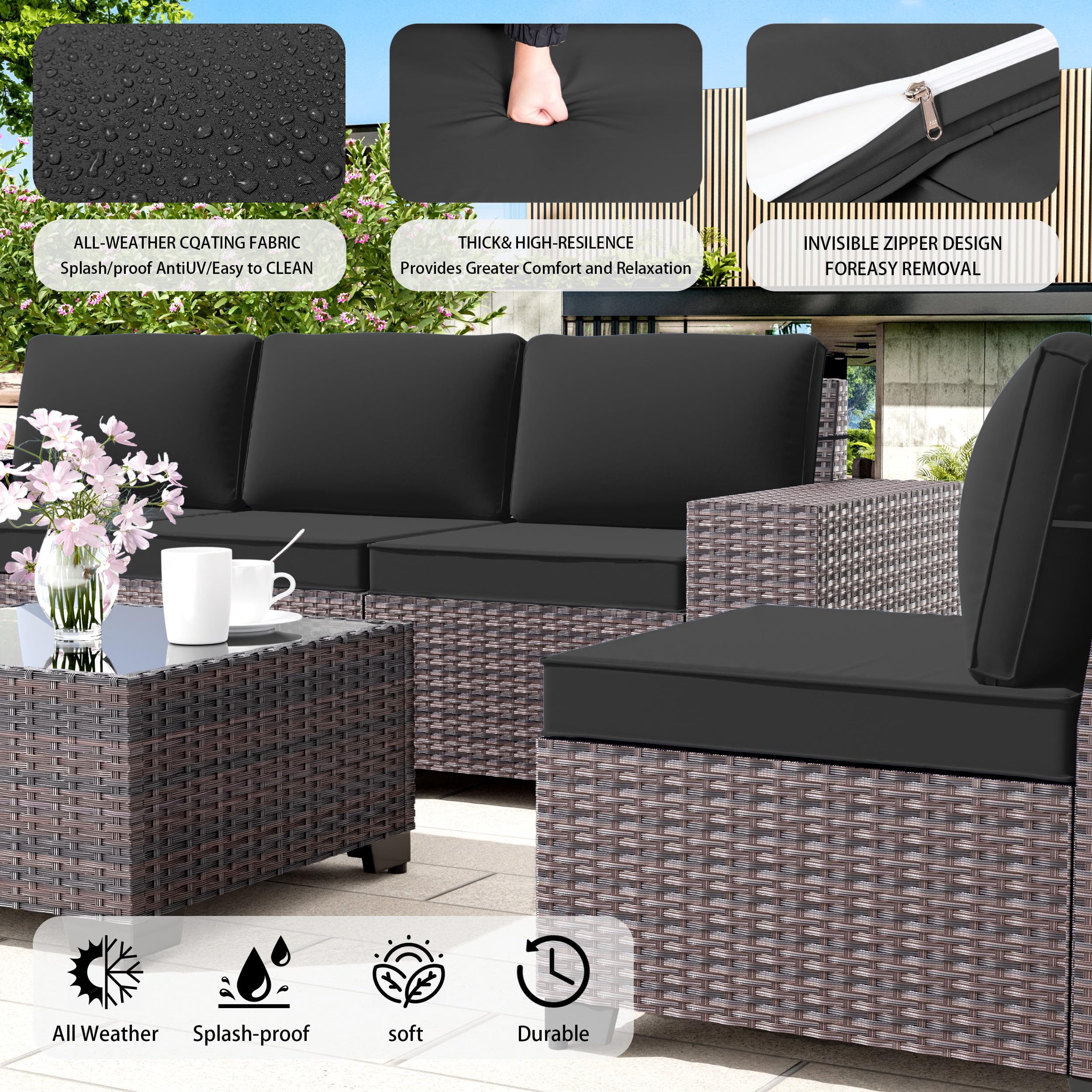 7-Piece Outdoor Patio Furniture Set with 43