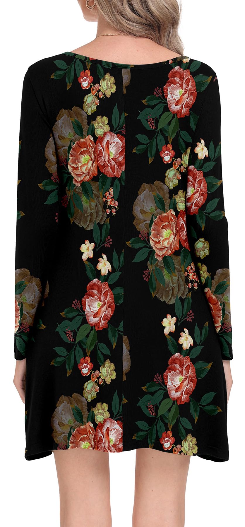 Women's Long Sleeve Pocket T-Shirt Dress - Casual Loose Fit Comfortable Cotton Maxi Dress for Everyday Wear, Lounge & Outings