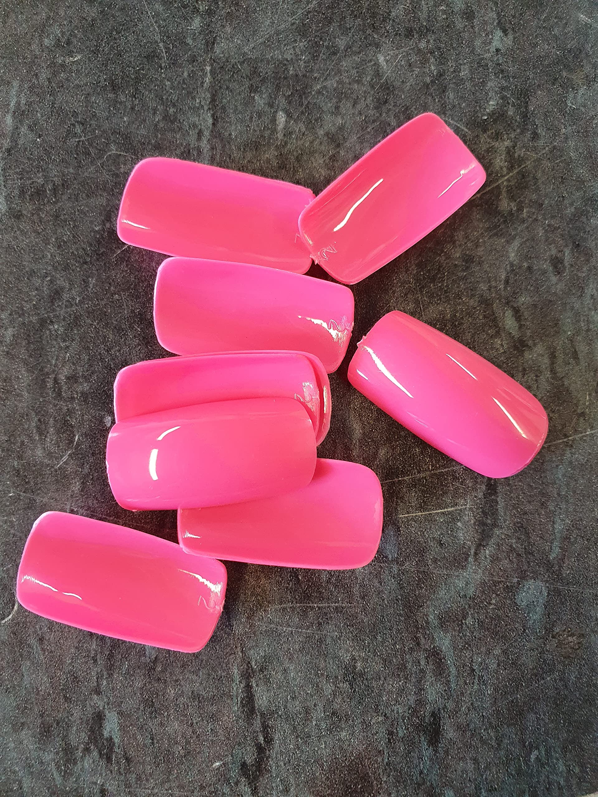 Fat Catz Copy Catz 500-Piece False Neon Bright Bubblegum Pink Medium Length Full Cover Nails - 80's Style Press-On Nails with 10 Sizes (50 Each) for Parties, Cosplay & Retro Fashion