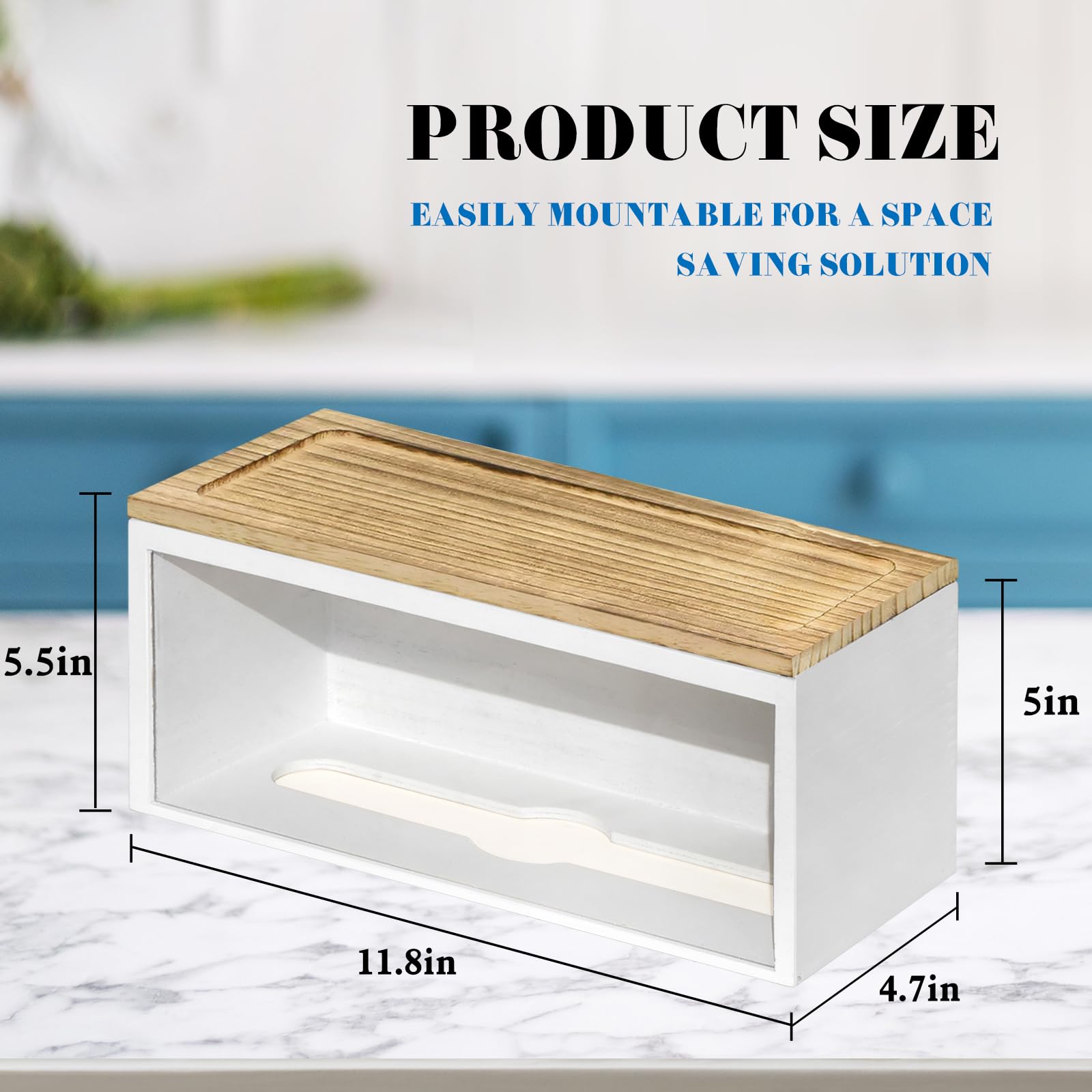 Solid Wood Wall Mounted Paper Towel Holder Dispenser - Folded Paper Towel Organizer with Lid for C-Fold, Z-Fold & Trifold Towels - Perfect for Bathroom, Kitchen, Office & Commercial Use