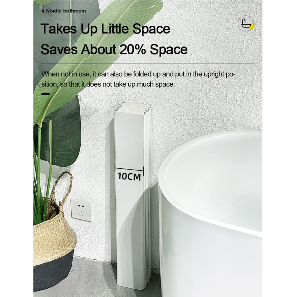 Adjustable Foldable Bathtub Cover - Waterproof Shutter Tray & Laptop Desk 2-in-1 - White Dust-Proof Bath Tub Organizer (105x140cm/41.3