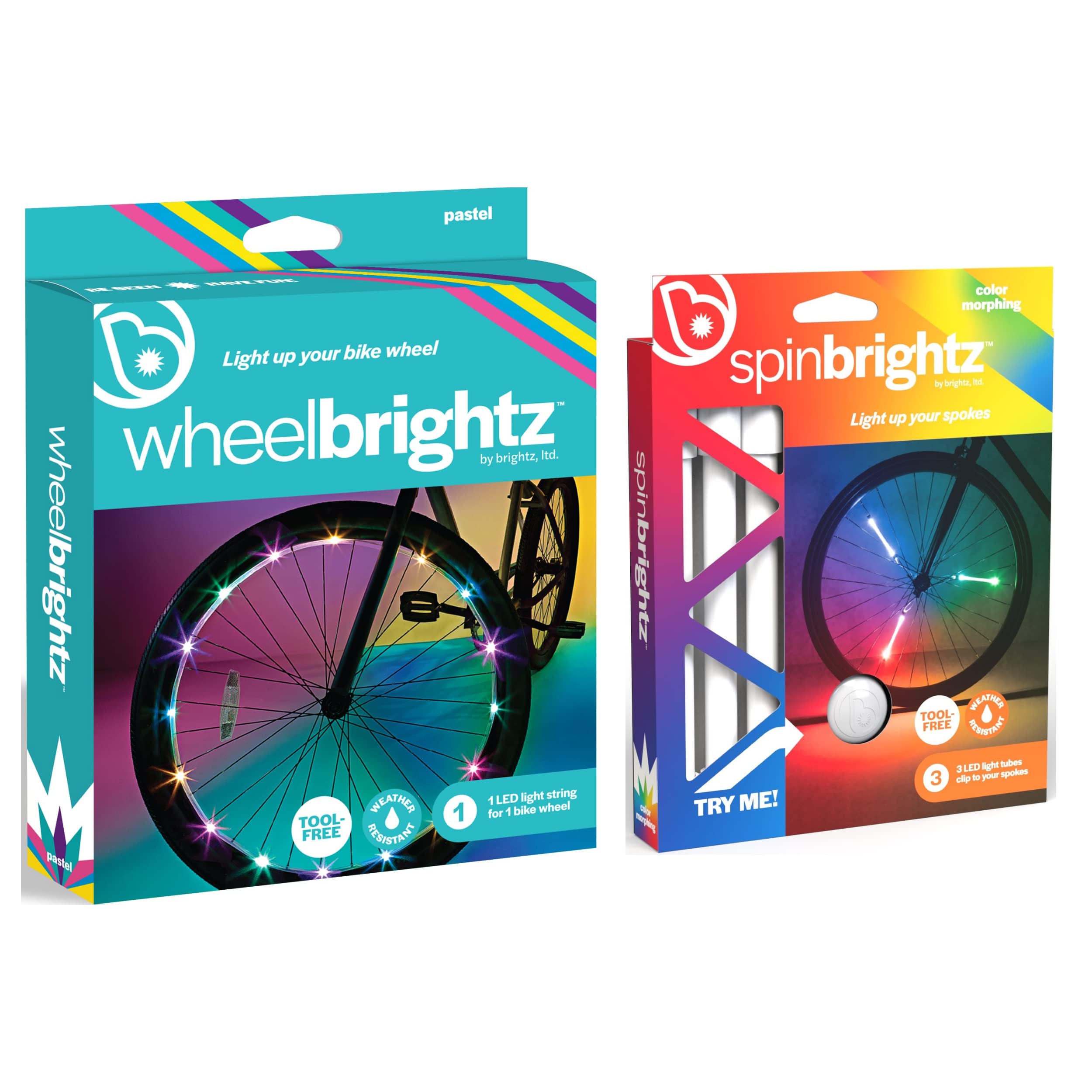 Brightz LED Bike Wheel Lights & Spoke Light Tubes Combo - 3 Pack Colorful Bicycle Wheel Lights for Night Riding Safety - Perfect for Cycling, Commuting, and Outdoor Adventures