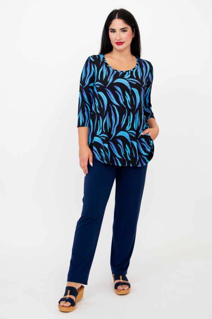 Jazz 3/4 Sleeve Top - Stylish Cuban Print Bamboo Blouse for Women | Perfect for Summer Outfits, Beach Vacations & Casual Wear