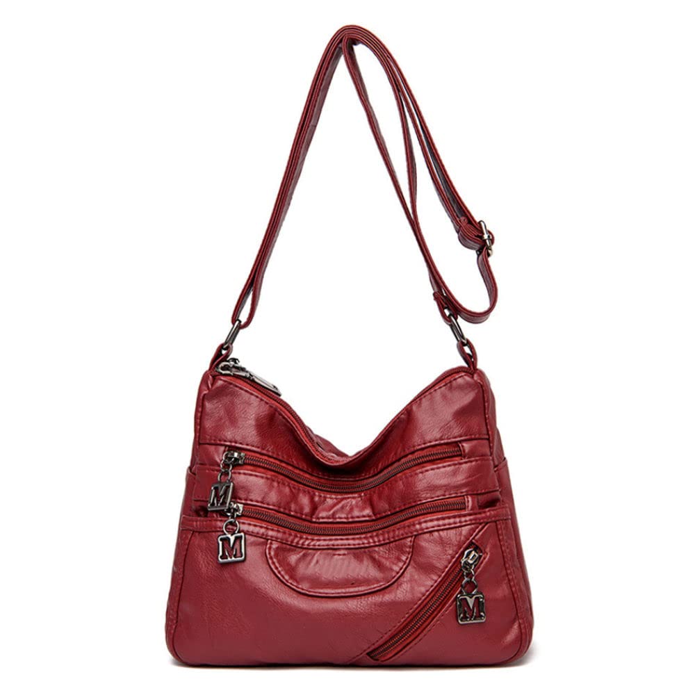 Stylish Women's Crossbody Shoulder Bag - Multi-Pocket Casual Purse for Everyday Use, Burgundy - Perfect for Work, Travel, and Shopping