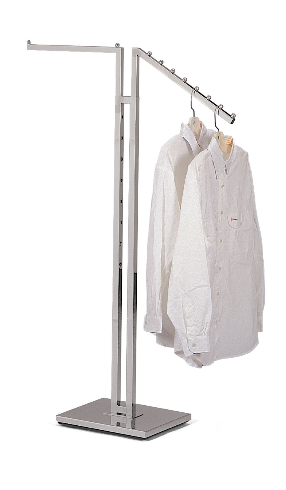 SSWBasics 2-Way Garment Rack with Straight Arm - Gold Clothing Display Stand for Retail Stores & Boutiques | Perfect for Showcasing Dresses, Jackets & Merchandise in Shops