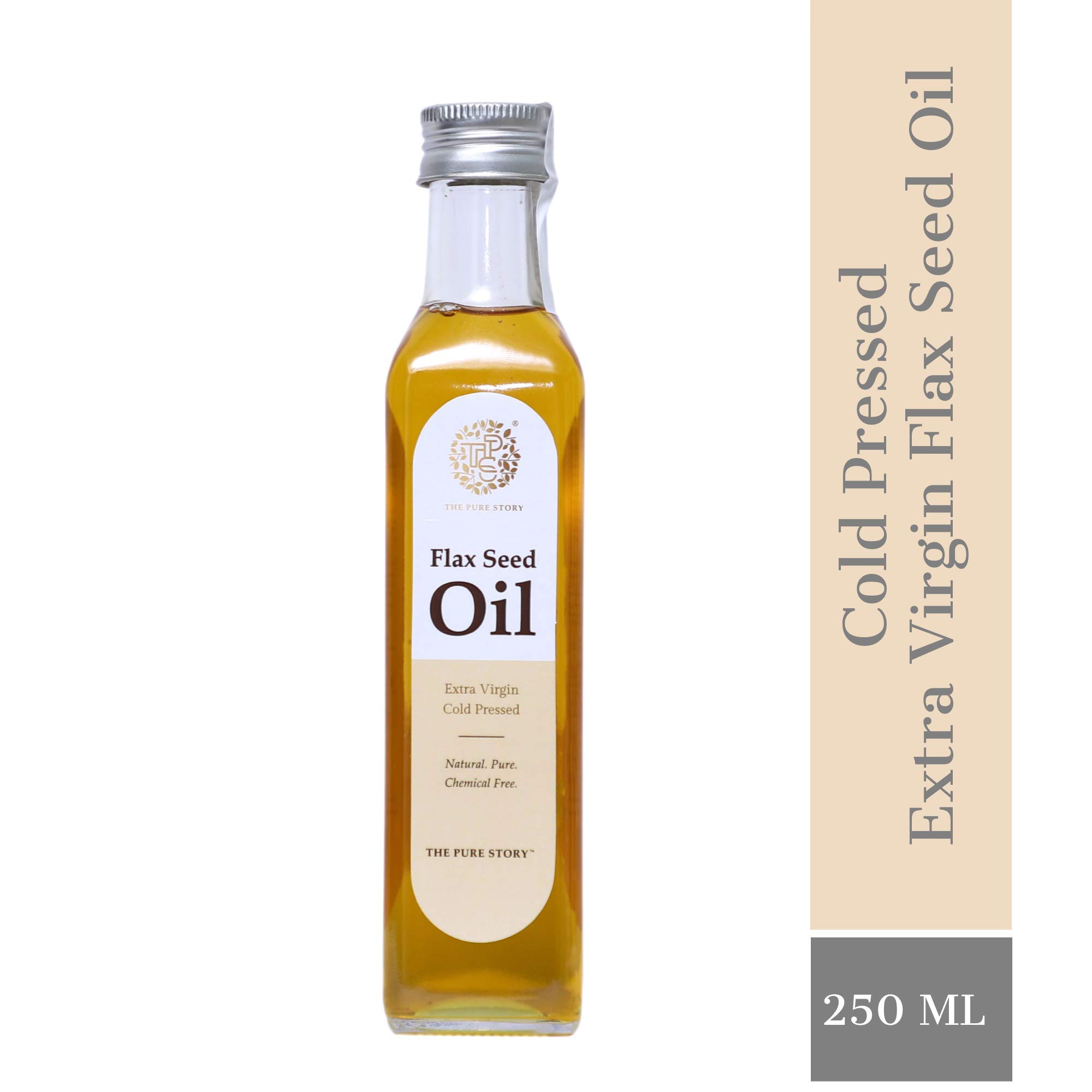 Pure Flaxseed Oil 100% Natural Cold-Pressed | Rich in Omega 3,6,9 Fatty Acids | Organic Hair & Skin Care | Glass Bottle (250ml) | Perfect for Smoothies, Salad Dressings & DIY Beauty Recipes