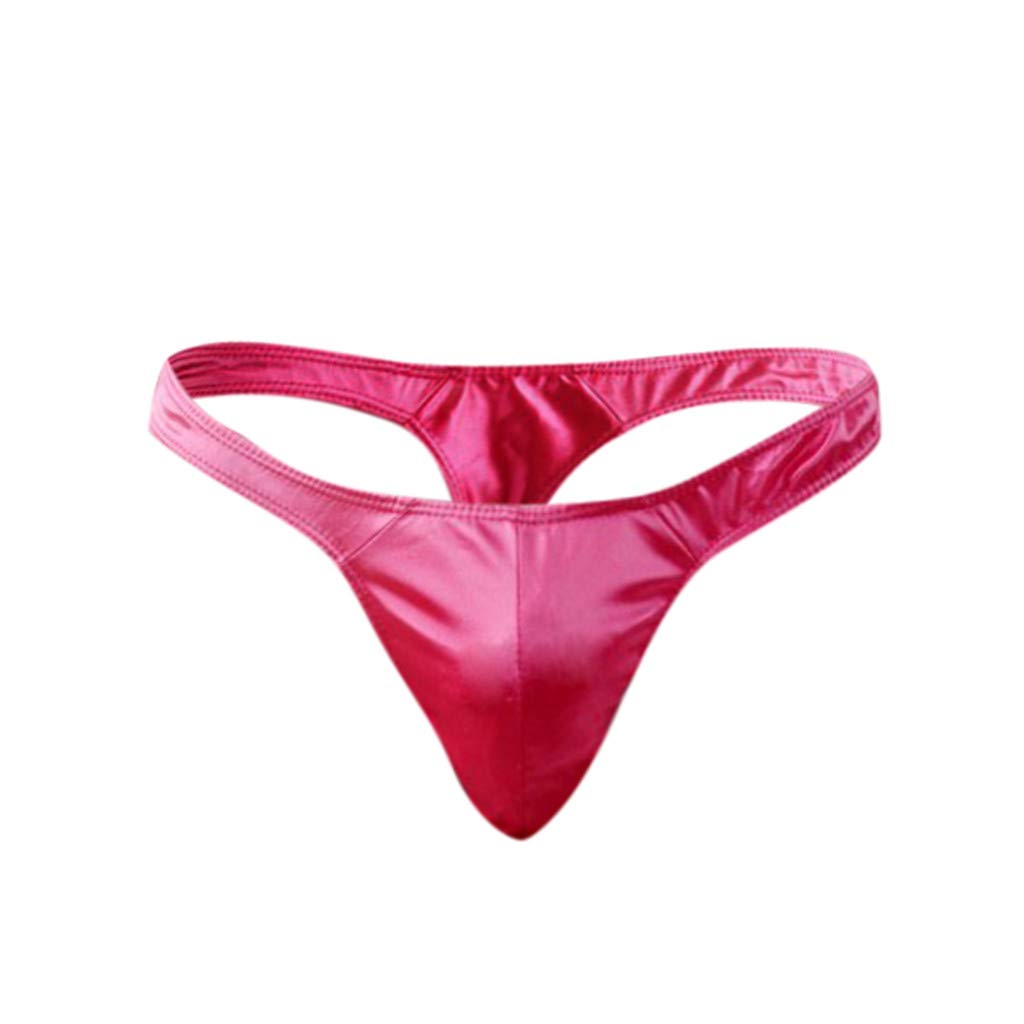6 Pack Men's Comfortable Sexy Satin Boxer Briefs - Soft Breathable Underwear for Men (Hot Pink, One Size) - Perfect for Sleepwear, Loungewear & Everyday Comfort