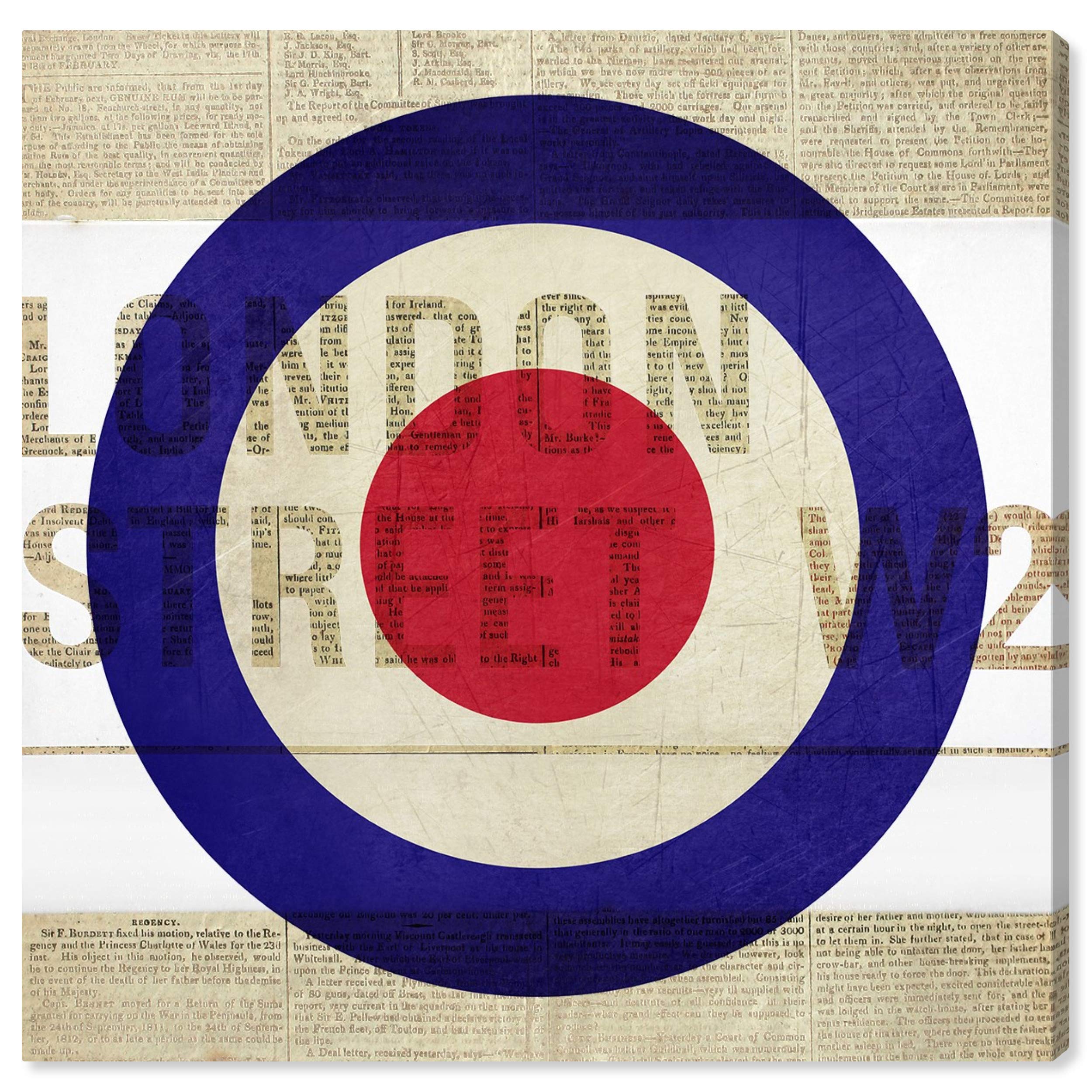London Street Typography Wall Art Canvas Print - 20x20 Inch Red & Blue Quote Home Decor by Oliver Gal Artist Co. | Perfect for Living Room, Bedroom & Office Décor