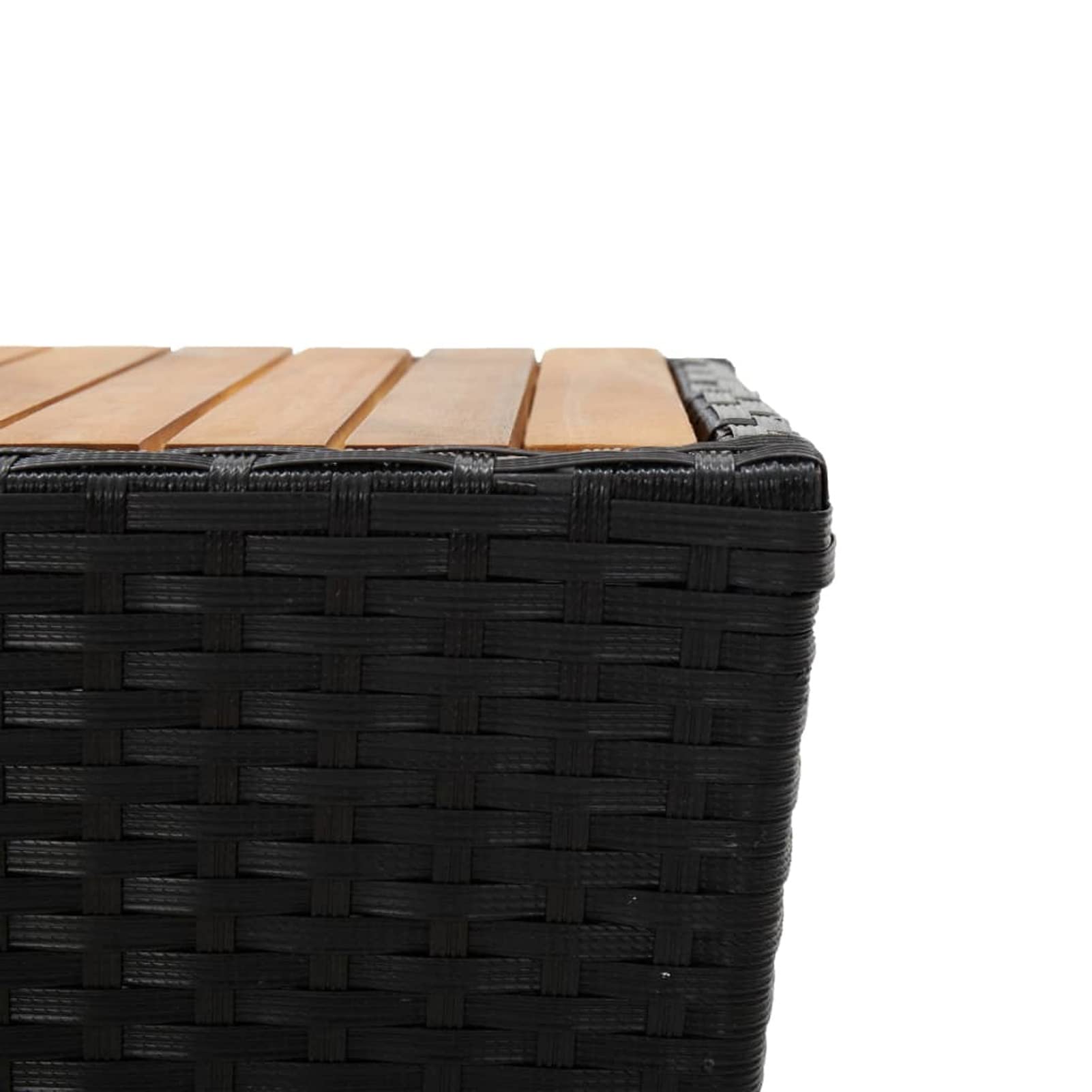Tidyard Acacia Wood Tea Table with Black Poly Rattan Top - 16.3
